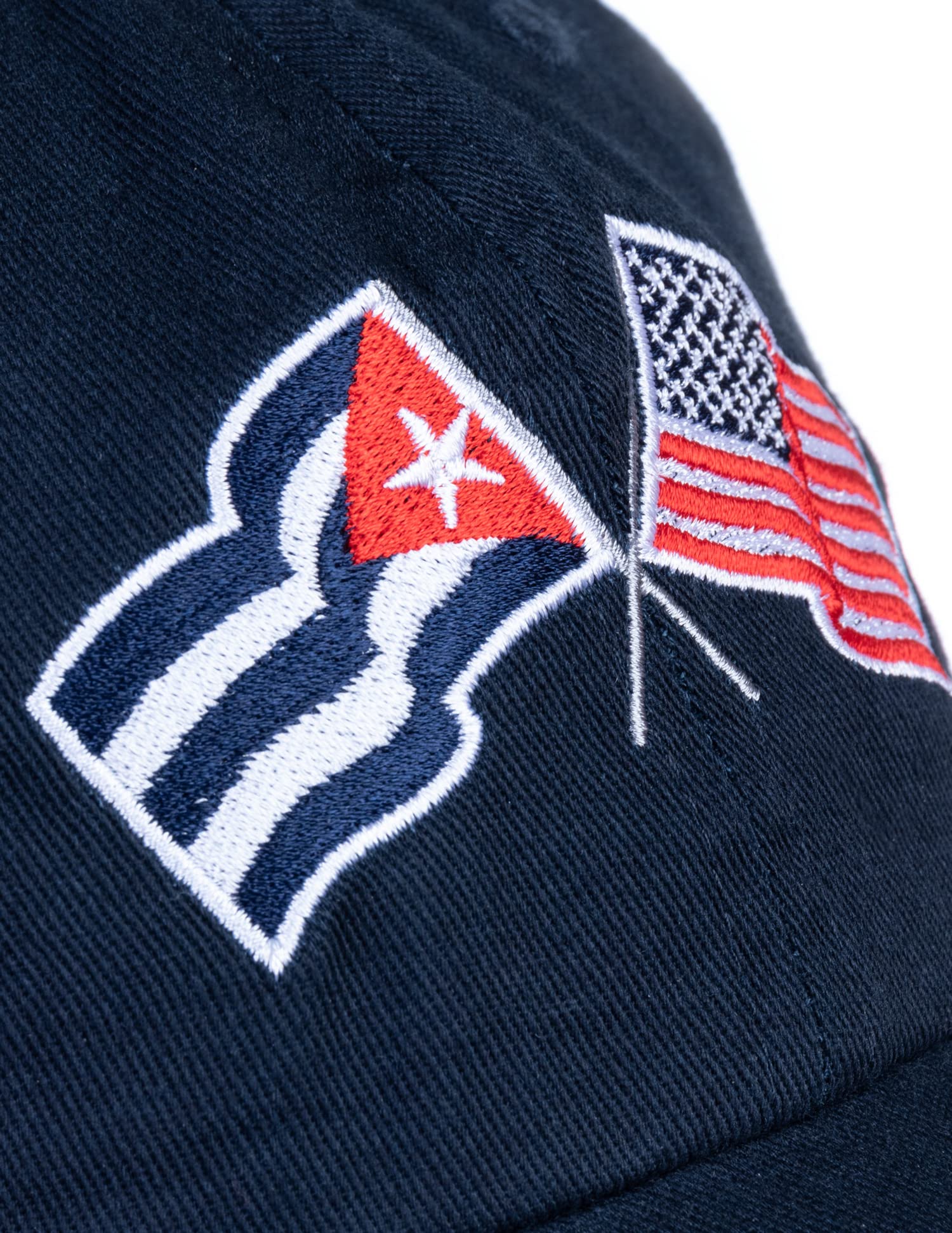 Ann Arbor T-shirt Co. Cuban American Flag Hat - Cuba USA Friendship, Cubano America Dad Baseball Pin Cap for Men Women - (Navy)