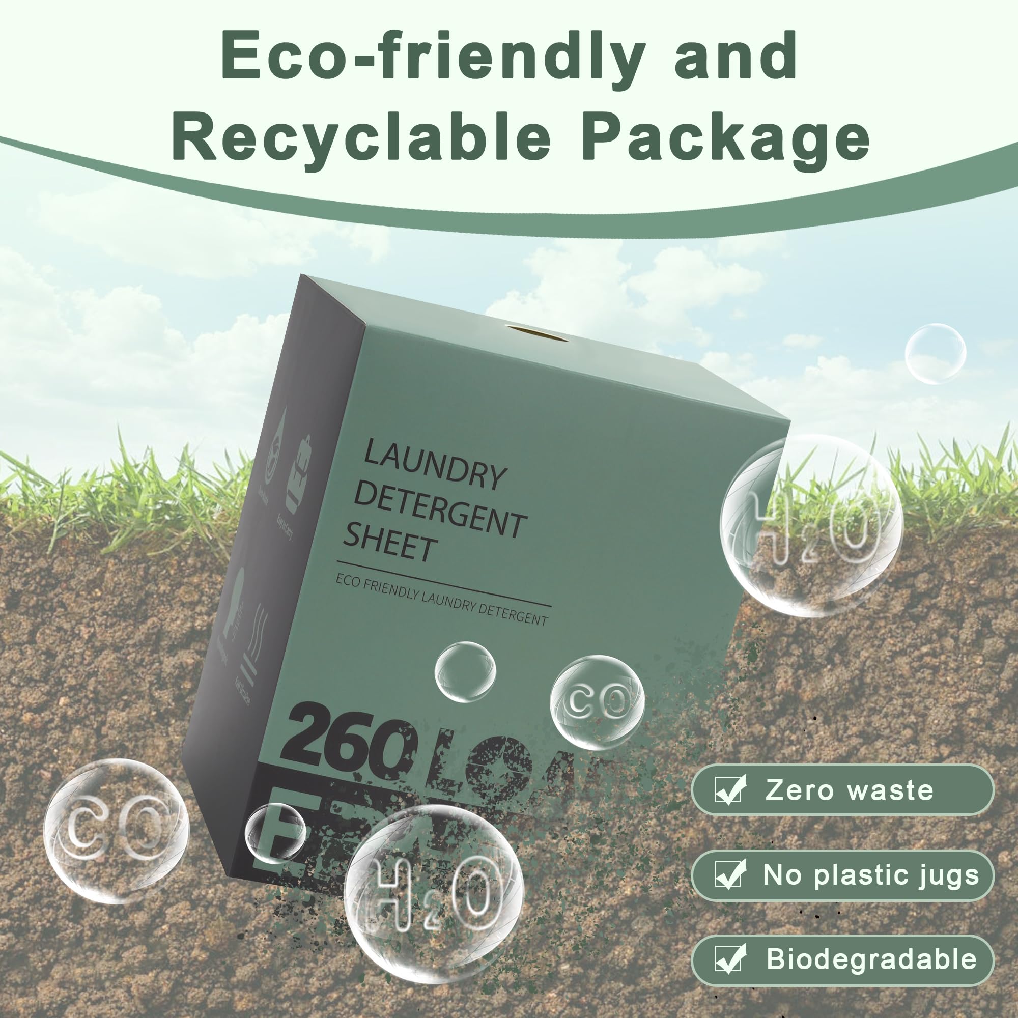 Laundry Detergent Sheets 260 Sheets, Fresh Scent Laundry Sheets, Eco-Friendly Liquidless Soap Strips, Plant-based, Hypoallergenic Washing Supplies, 260 Loads