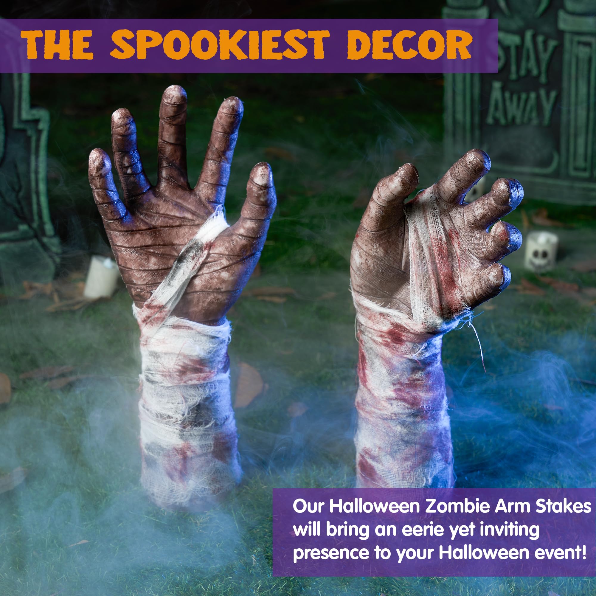 JOYIN Halloween Zombie Arm Stakes, Halloween Yard Ground-Breaker Stakes for Halloween Outdoor Yard Decorations