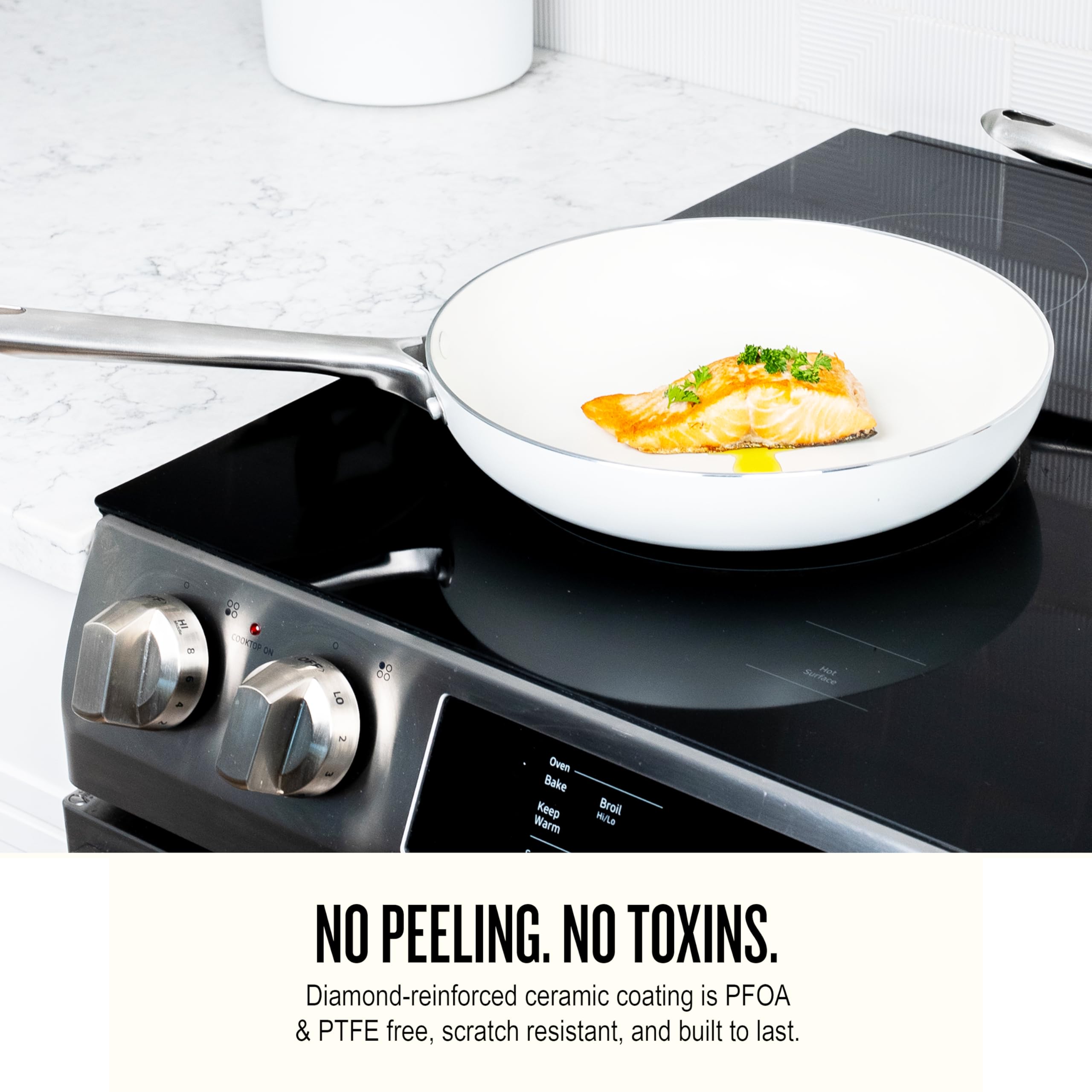 Alva Mobi 8‑Piece Ceramic Nonstick Cookware Set – Made without PFAS/PFOA/PTFE, Induction & Oven Safe, Easy‑Clean Pots & Pans with Lids, Recycled Aluminum + Stainless Handles