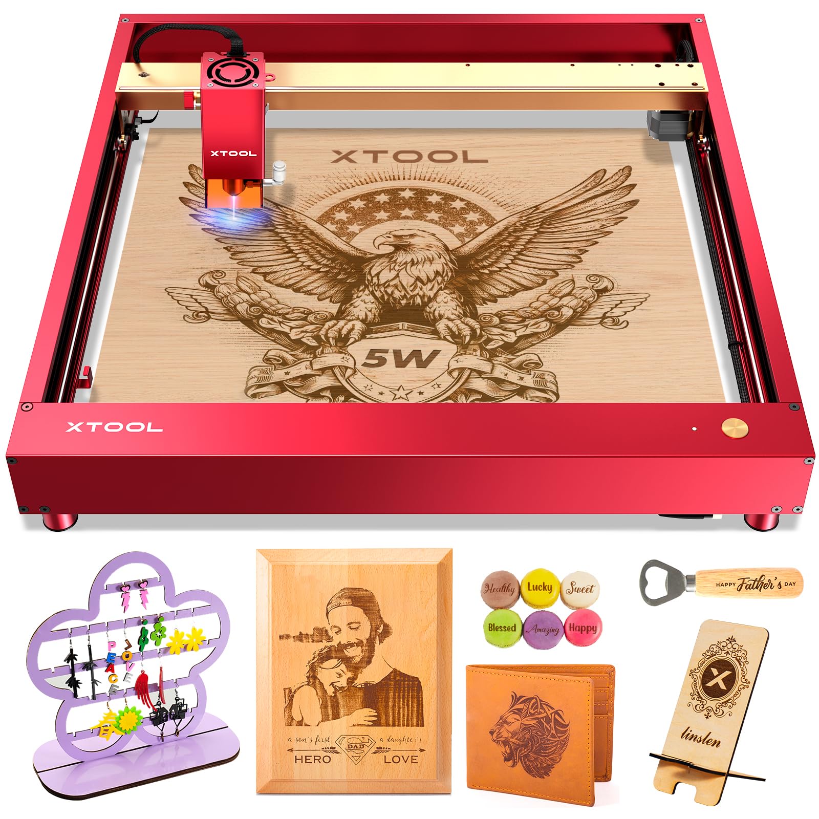xTool D1 Pro Laser Engraver, 5W Output Power Laser Engraver and Cutter Machine for Beginners, Higher Accuracy Laser Cutter for wood, Leather, Acrylic, Glass etc
