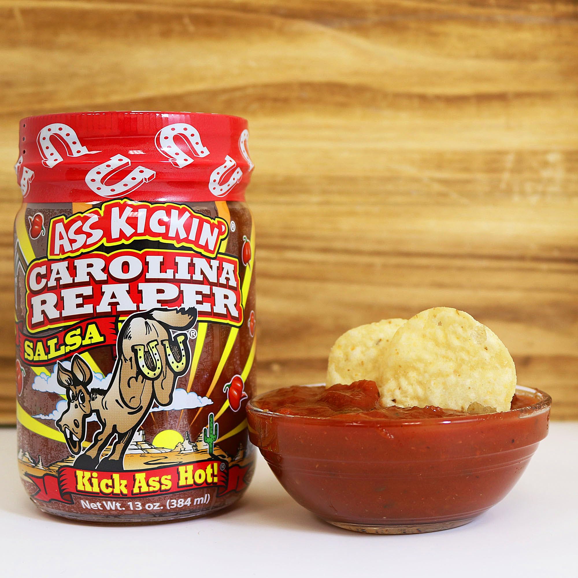 KICKIN' Carolina Reaper Hot Spicy Salsa - 13 oz. - Premium Gourmet Spicy Hot Carolina Reaper Salsa for Tortilla Chips, Veggies, and Breakfast Burritos – Warning - Try if you Dare!