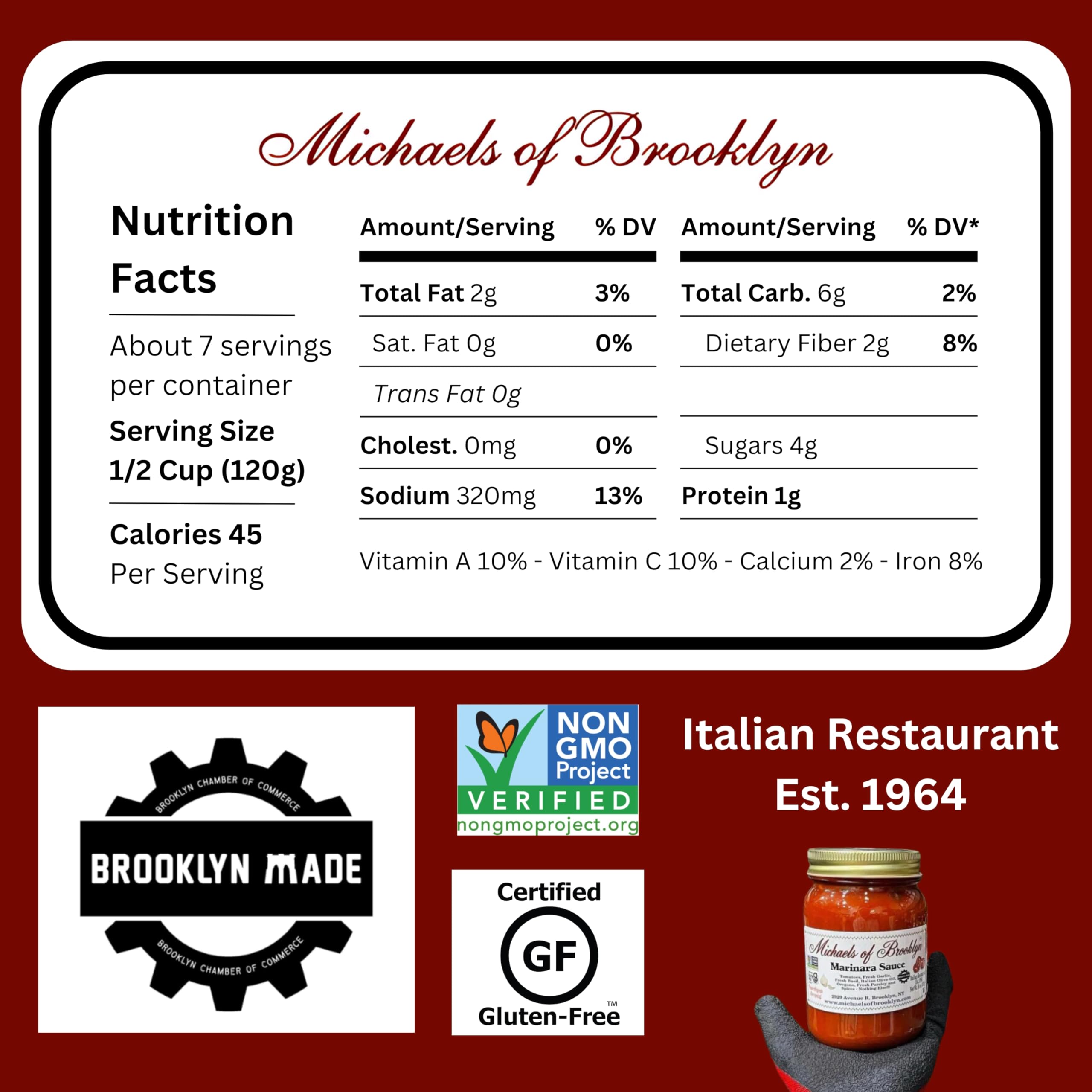 MICHAEL'S OF BROOKLYN Homestyle Gravy Tomato Sauce - Non-GMO, Gluten Free, Made with Fresh Tomatoes, Fresh Basil, Garlic Onions, Olive Oil & Fresh Parsley Pasta Sauce - 32 oz Jar