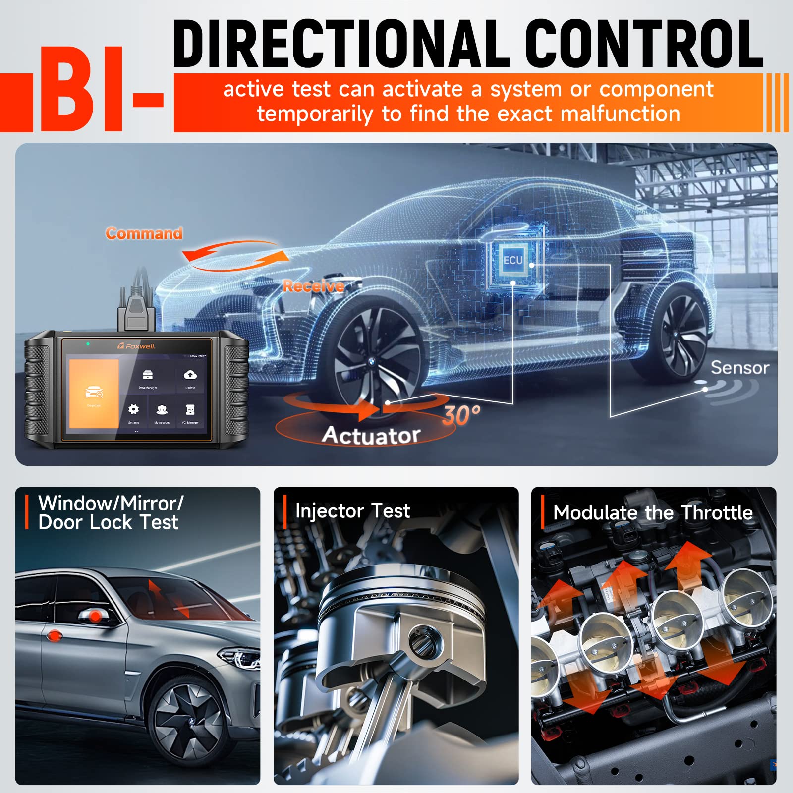 FOXWELL NT710 fit for BMW Diagnostic Scan Tool Full System OBD2 Bi-directional Scanner fit for BMW Mini Code Reader, Battery Registration, Lifitime Free WiFi Update, ECU Coding Injector All Reset ABS