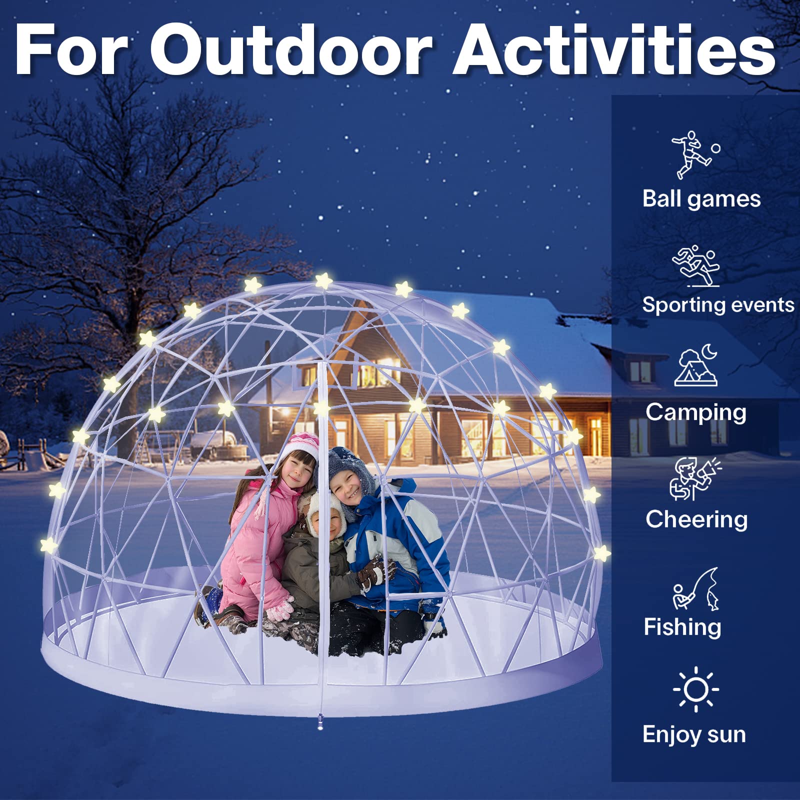 Garden Dome Igloo Bubble Tent House Outdoor 12 FT, Weatherproof Greenhouse Bubble Tent, Transparent Garden Dome House for Backyard, Party