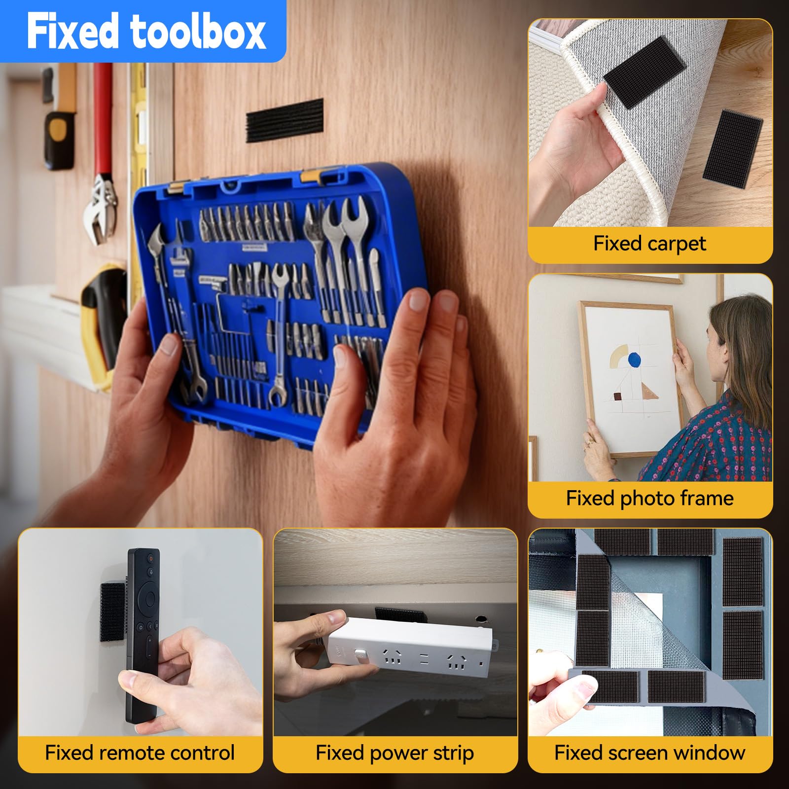 PHIXBEAR 16 Pcs Dual Lock Reusable Double Sided Tape Fasteners Made of 3M, Heavy-Duty EZ Pass/IPass/IZoom/SunPass Mounting Strips Waterproof and Heat-Resistant for Indoor and Outdoor Use, 1in x 2in