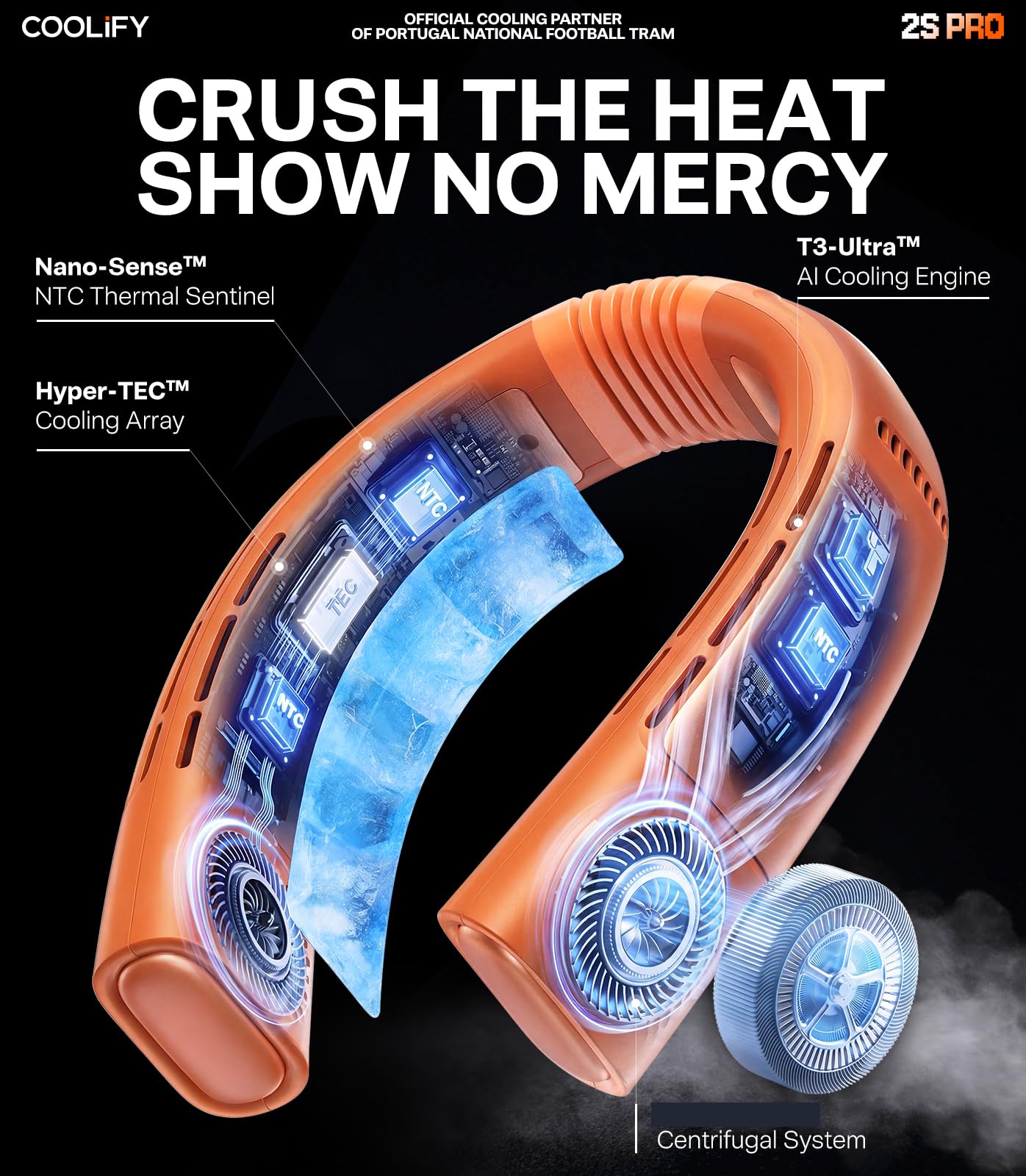 TORRAS Coolify 2026 Neck Air Conditioner 2S PRO, Ice-Feel Semiconductor Cooling Neck Cooler & Personal Air Conditioner for Golf,Travel & Music Festival, Premium Gifts for Father Men Women, Orange