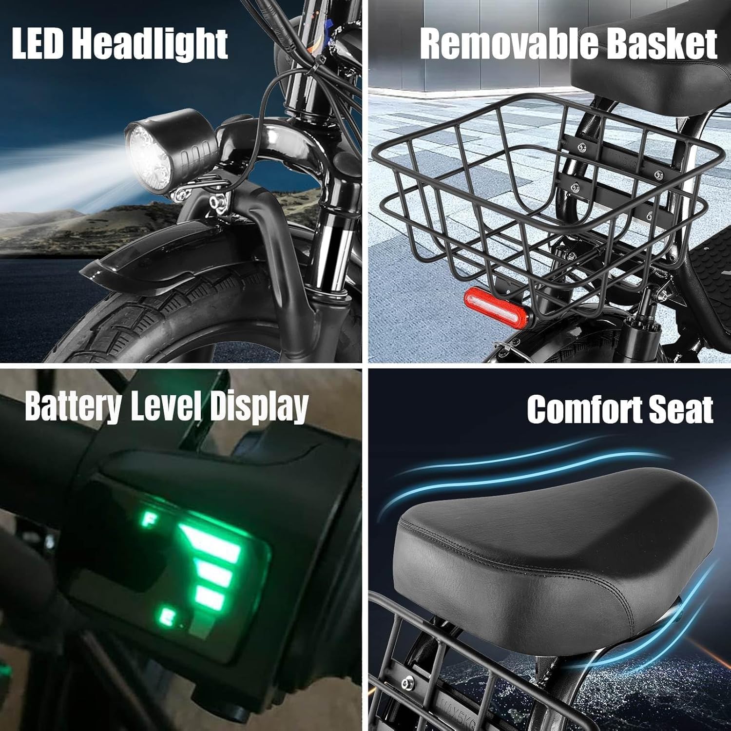 Caroma 819W Peak Electric Scooters for Adults, 14" Fat Tire, 375Wh Battery, 25 Miles Range, 20MPH Top Speed, Foldable Electric Scooter with Seat, Dual Shock Absorbing Electric Bike for Commuting,Blac