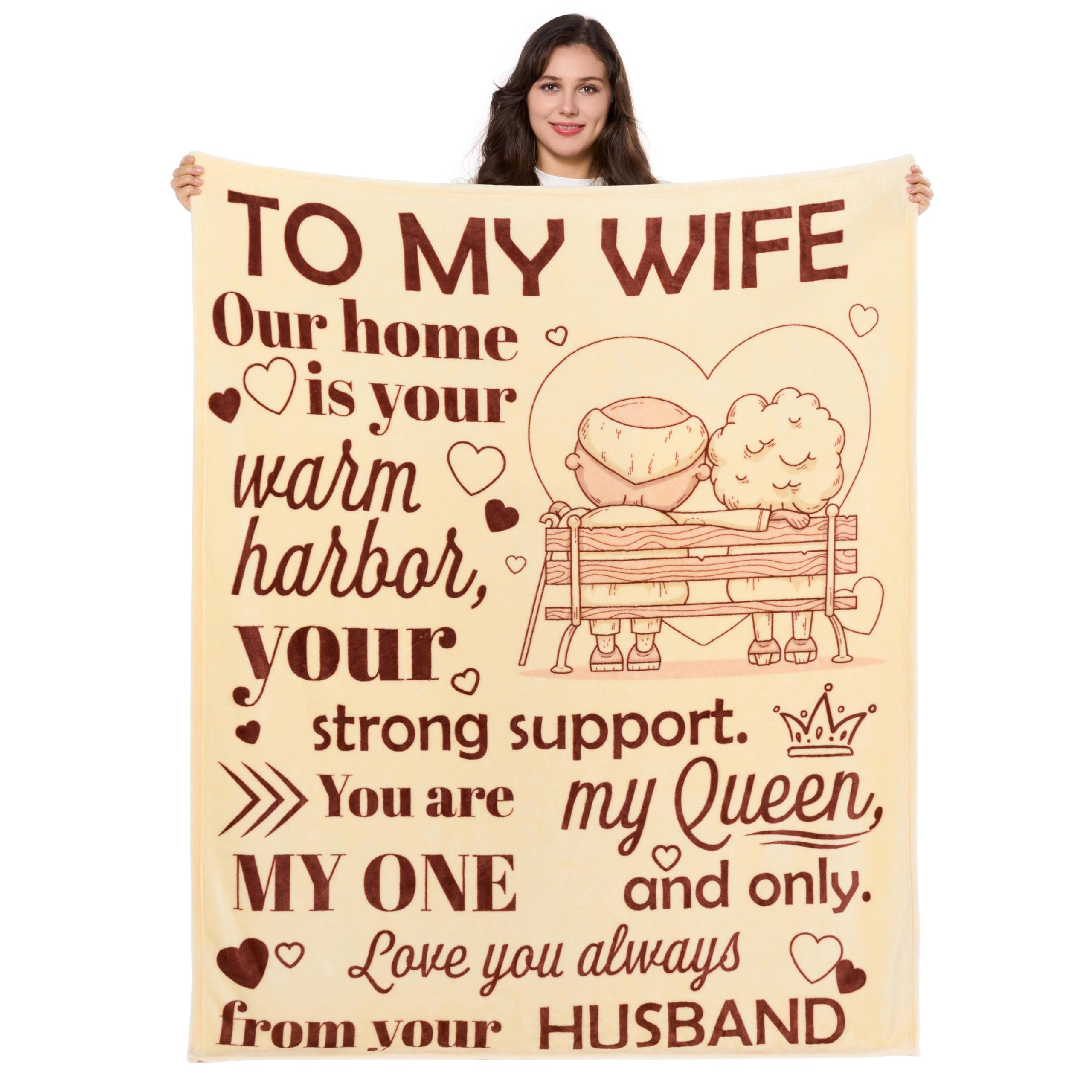 Joiedomi Blanket Gift for Wife - to My Wife Blanket from Husband - Anniversary Wedding Gift for Her - Mothers Day Christmas Birthday Valentines Throw Blanket Gift Idea 50" x 60"
