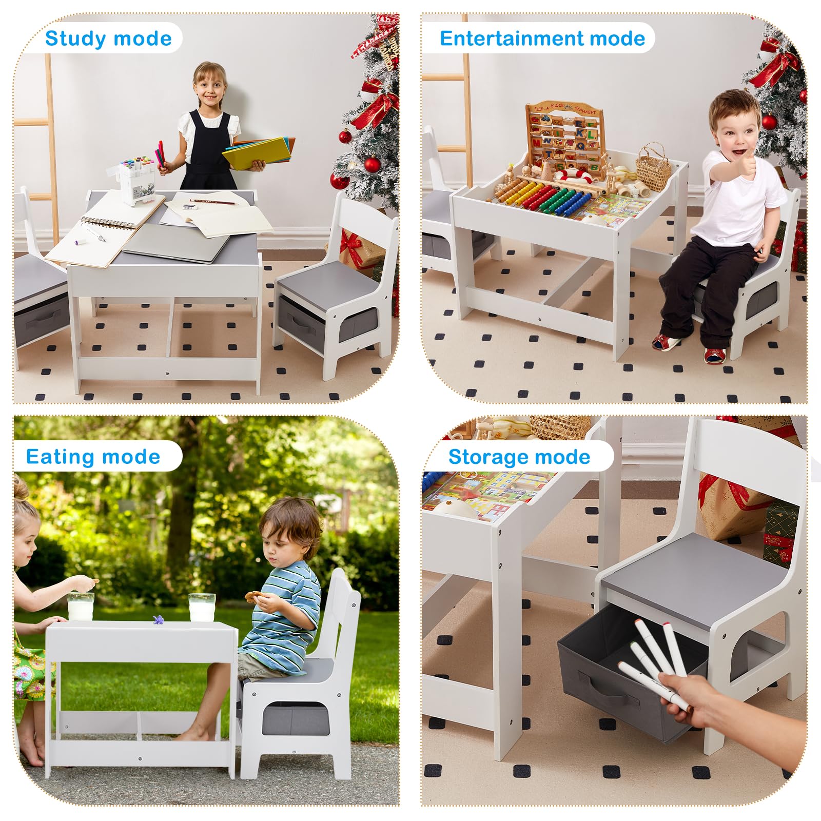 Kids Table and Chair Set with Storage,Table and Chairs for Kids 2-5, Toddler Table and Chair Set 2-4 Year Old, Toddler Activity Table, Table for Kids 2-5