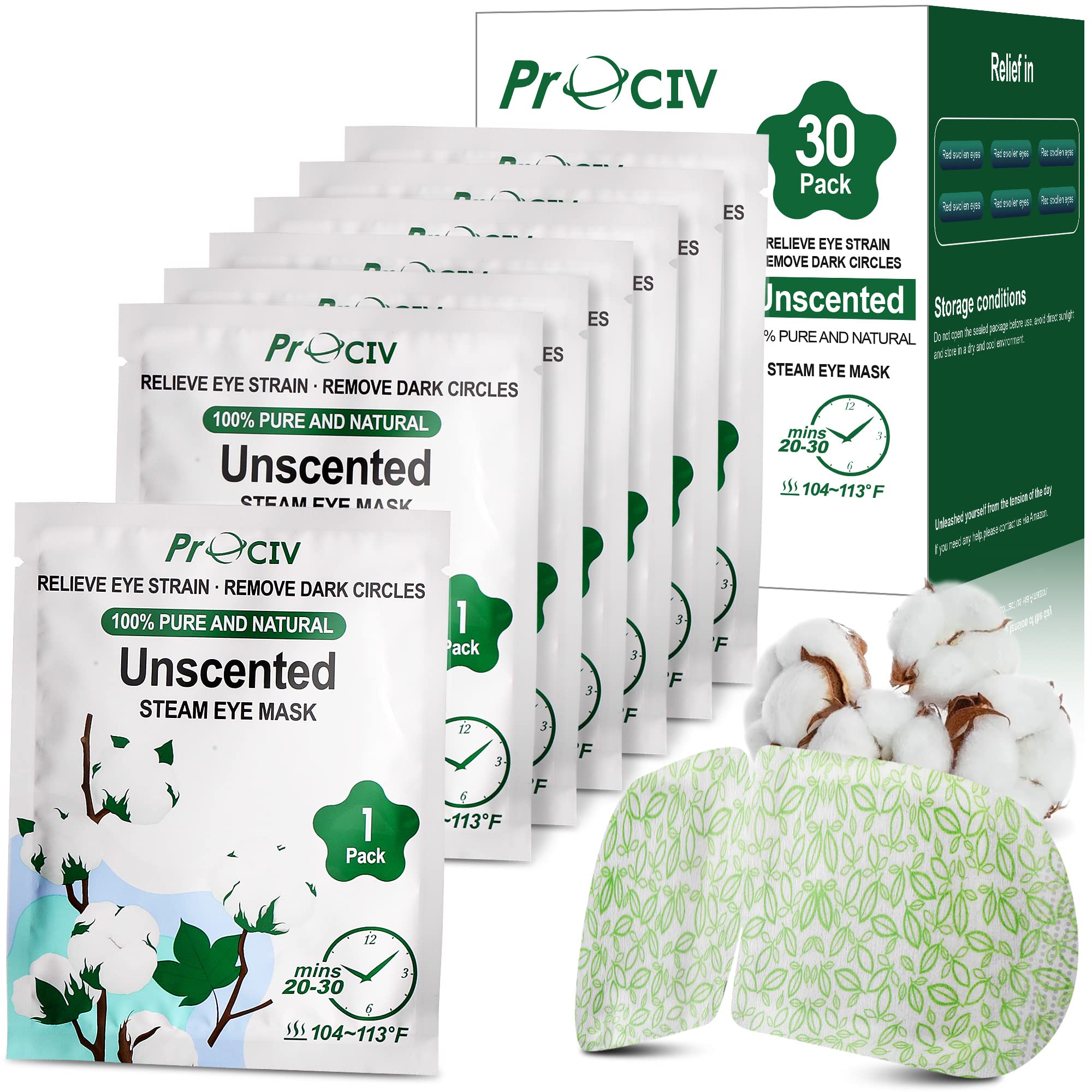 30PCS Steam Eye Masks for Dry Eyes & Fatigue Relief, Self-Heating Eye Mask for Puffiness & Dark Circles, Moist Heat Compress, Travel-Friendly, No Microwave Needed, Spa Relaxation for Women, Unscented