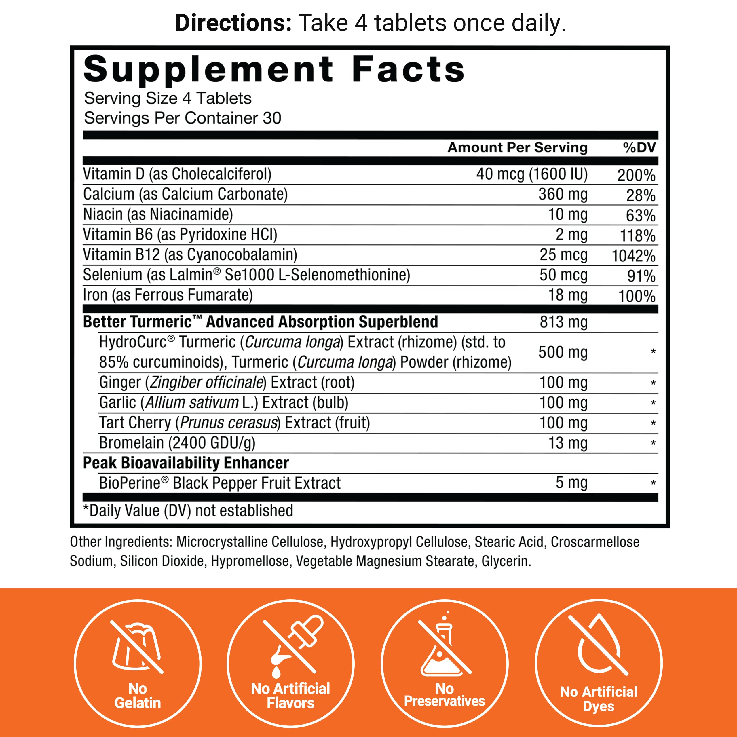 FORCE FACTOR Better Turmeric Curcumin 1600mg with Black Pepper & Ginger, Clinical Strength Joint Support Supplement, Superior Absorption, 120 Tablets