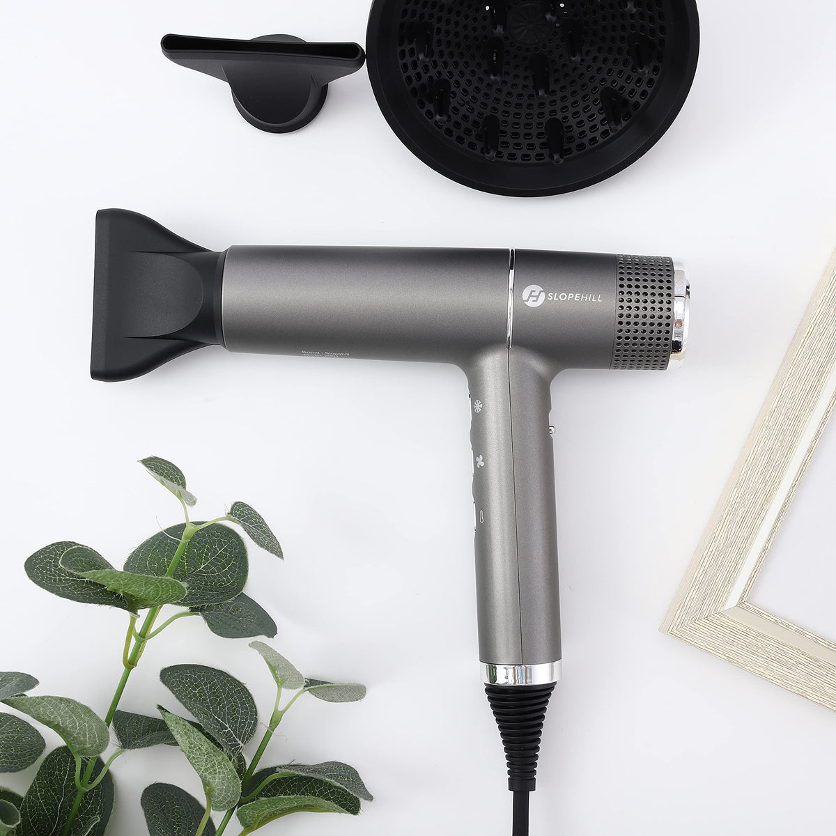 Slopehill Hair Dryer with Unique Brushless Motor | Intelligent Fault Diagnosis | Innovative Microfilter | Oxy Active Technology | Led Display (Gray)