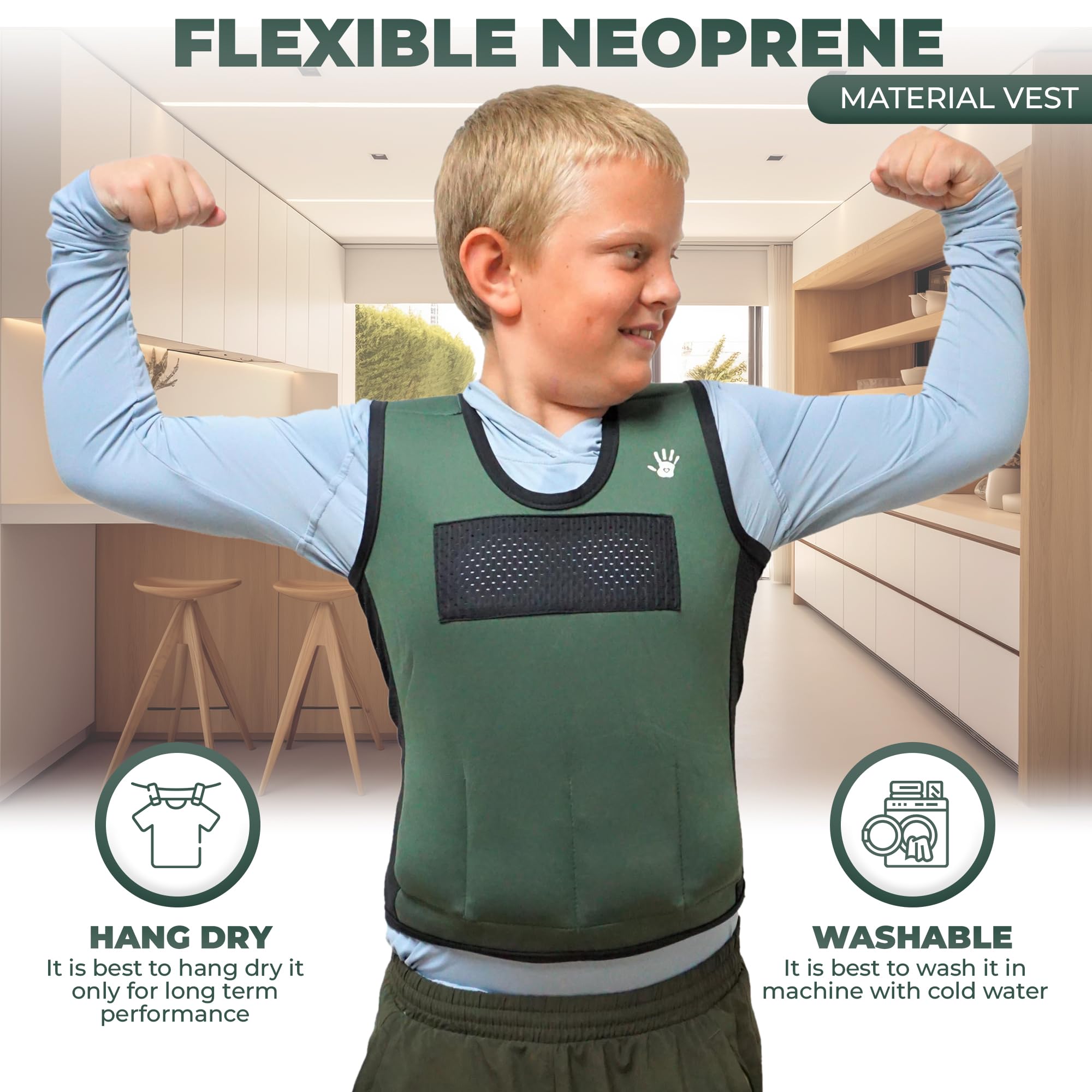 Sensory Weighted Vest for Kids – Adjustable Compression Vest (Small, Ages 2-6) with 6 Removable Weights – Comfortable Snug Fit for Calming Support