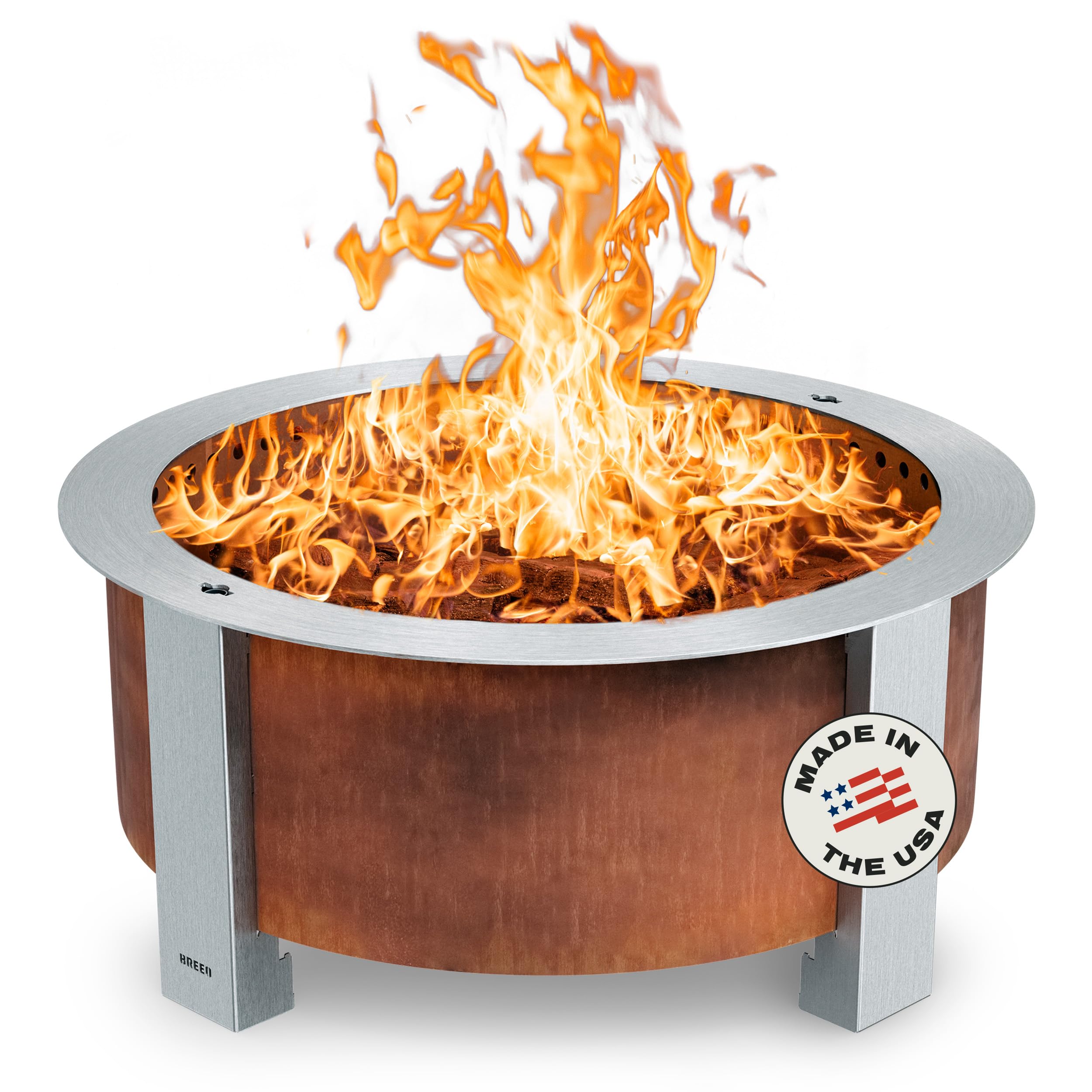 Breeo Smokeless Fire Pit (X Series 30, Corten Steel) | 34.5 inch Smokeless Firepit for Outside | 94 Pounds | Ideal for Families, Gifts for Dad | Compatible with Wide Range of Breeo Accessories