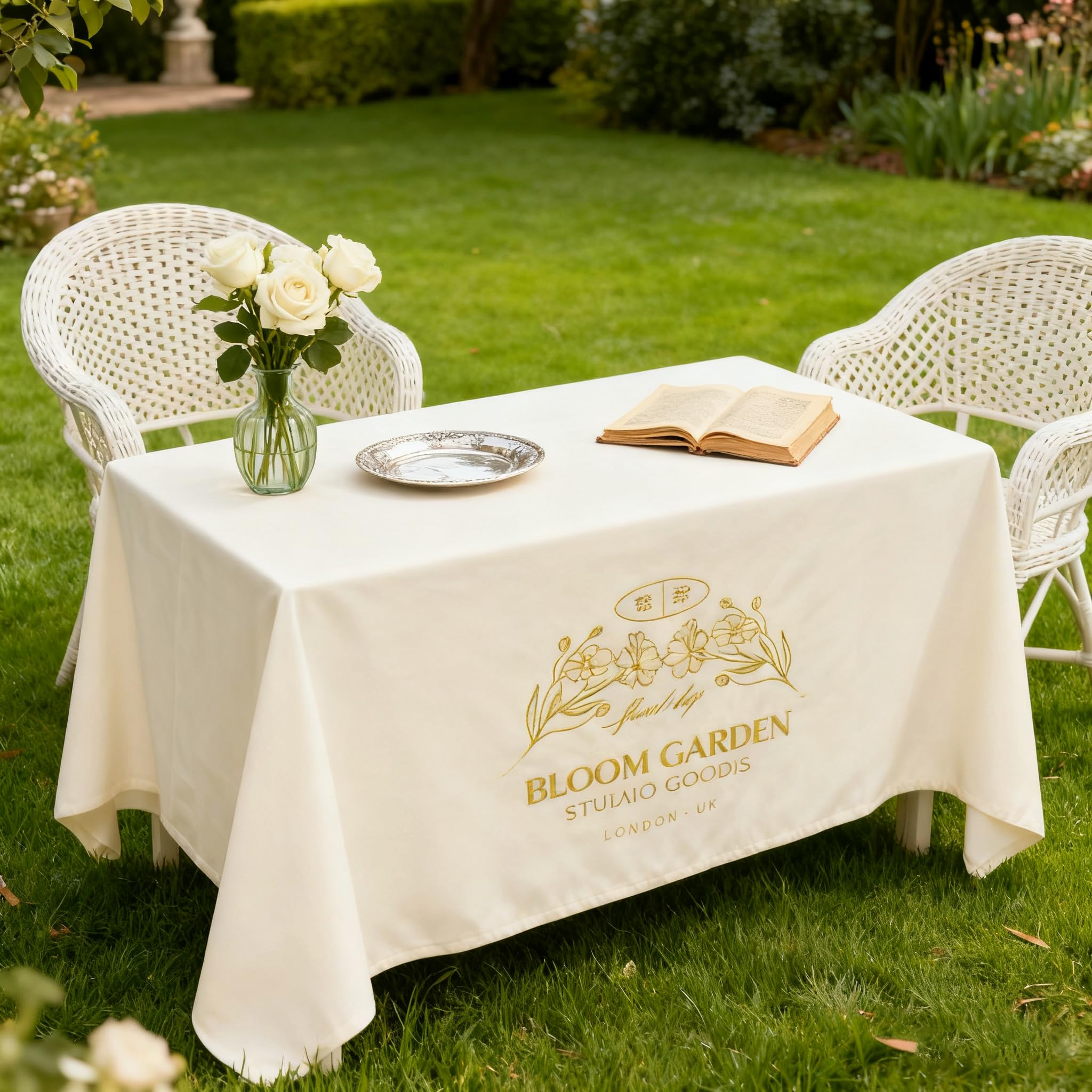 Custom Table Cloth with Business Logo, Personalized Table Cloth with Logo for 4FT 5FT 6FT 8FT 10FT, Ideal for Tradeshow Events, School, Associations, Birthday Party & Wedding (4FT Open Back)