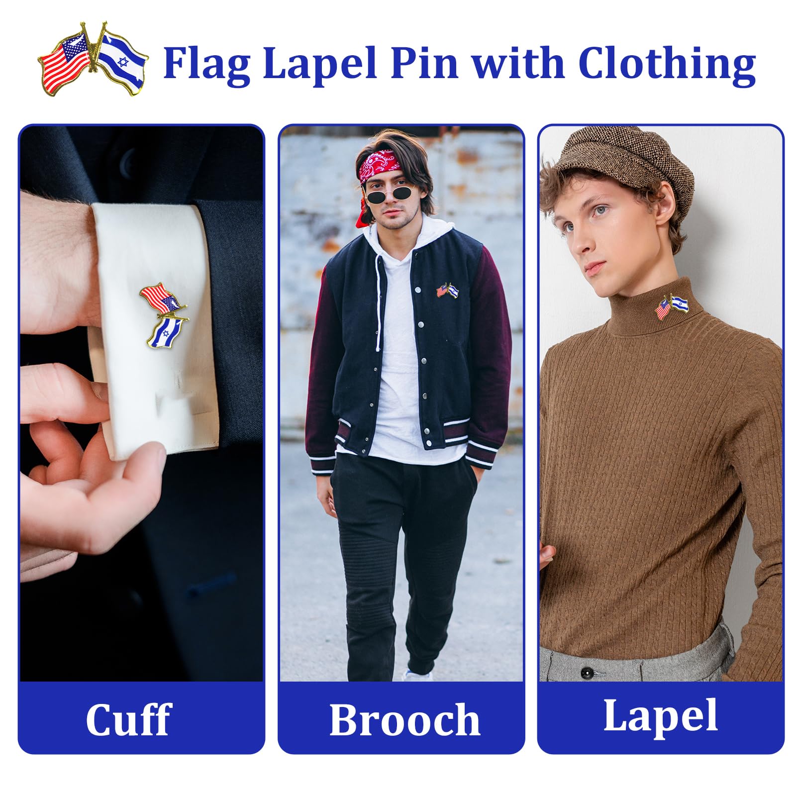 6Pcs America Israel Flag Lapel Pins, American Israel Flag Friendship Pin for Tie Hat Cuff Bag, Pins Badge Souvenir for I Stand with Israel Flag Pins