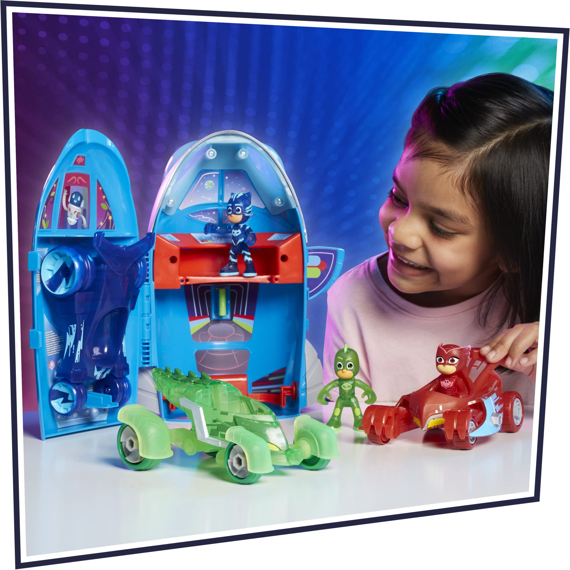 PJ Masks PJ Ultimate Adventure Set Preschool Toy, Rocket HQ Playset with 3 Action Figures and 3 Vehicles, Age 3 and Up (Amazon Exclusive)