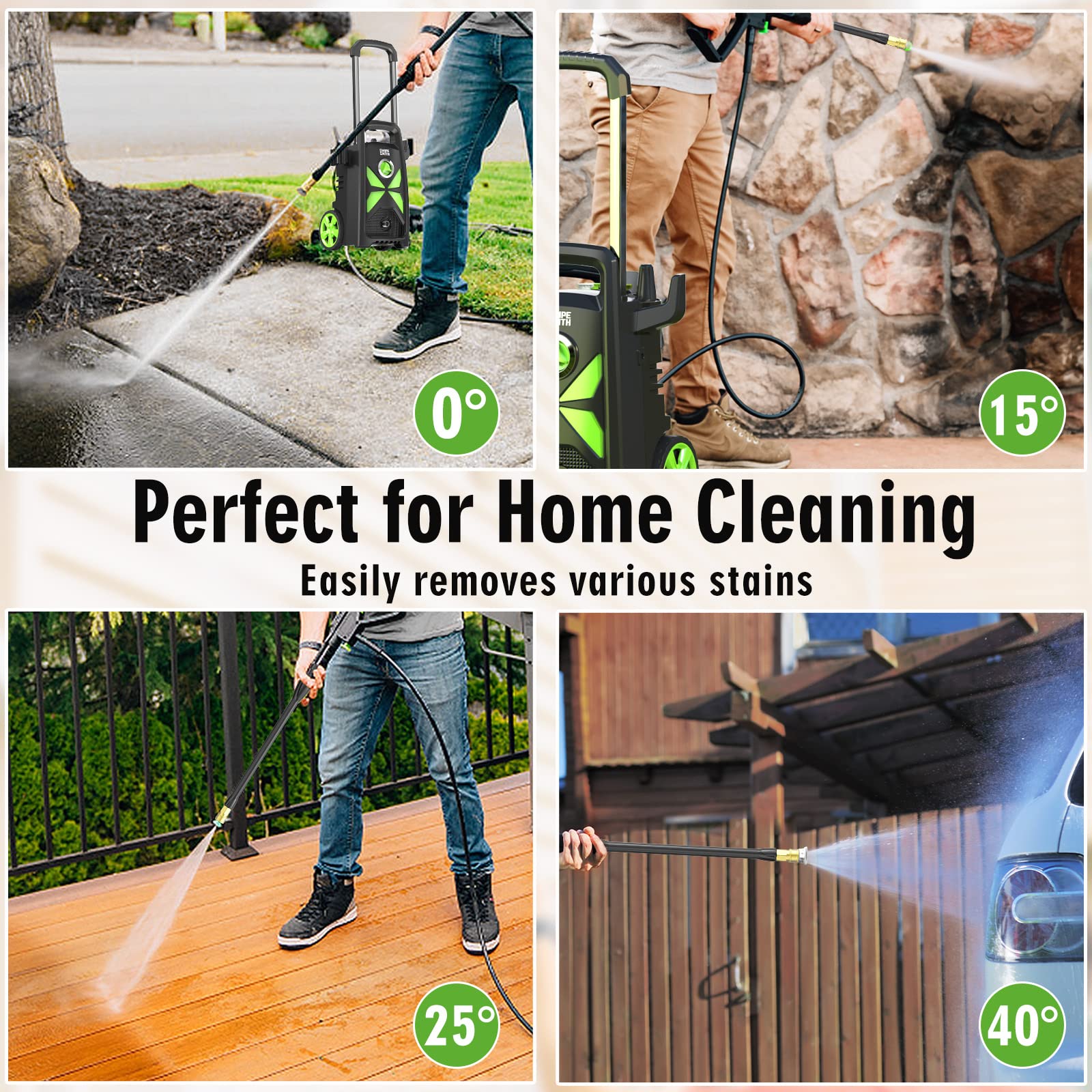 Electric Pressure Washer, SWIPESMITH 3800 Max PSI, 2.6 GPM Power Washer Machine with Hose Reel,4 Quick Connect Nozzles, Foam Cannon, for Cars, Patios, and Floor Cleaning (Dark Green)