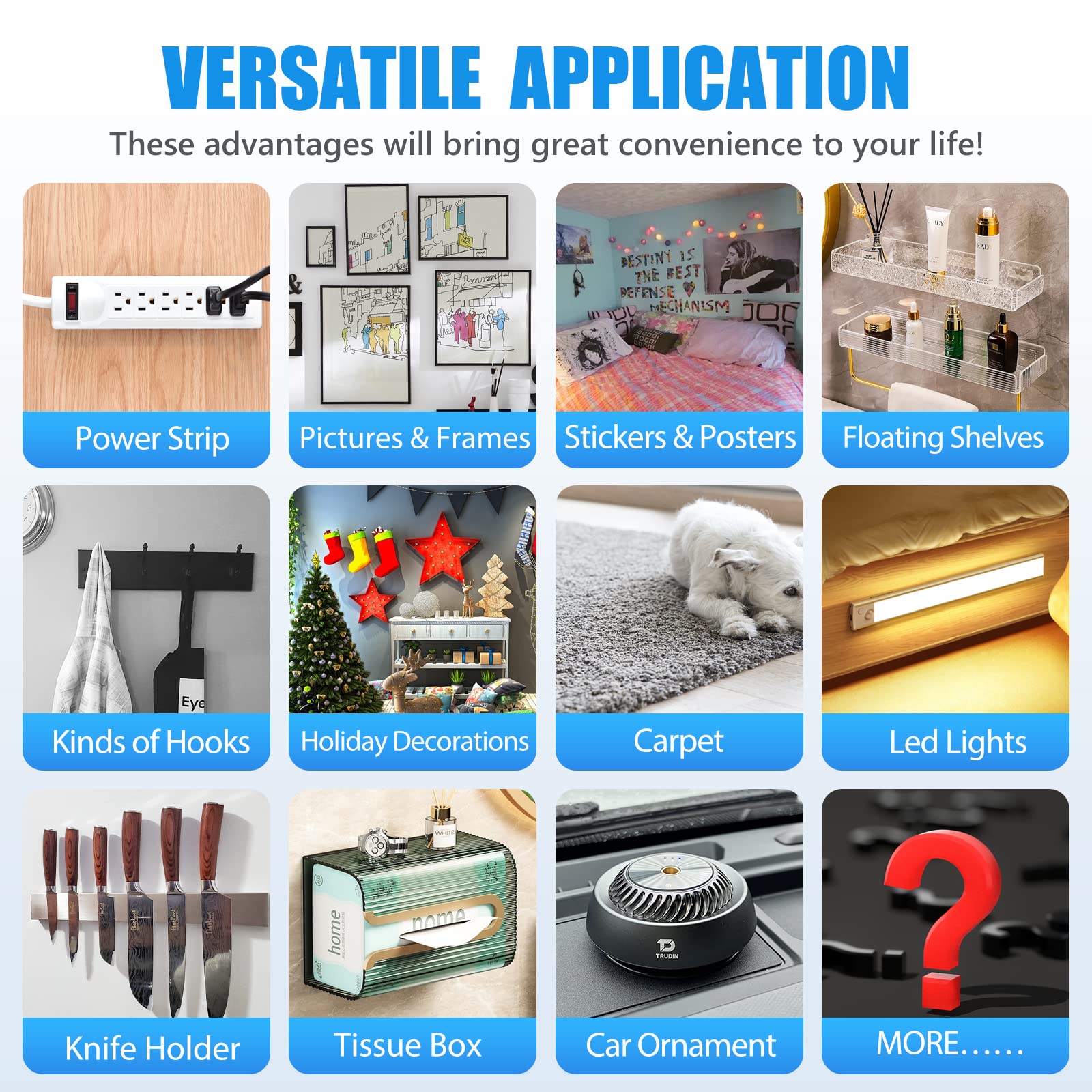 PHIXBEAR Extra Large 1.2" x 240" Super Heavy Duty Double Sided Mounting Tape, Clear & Tough Nano Strong Adhesive Tape