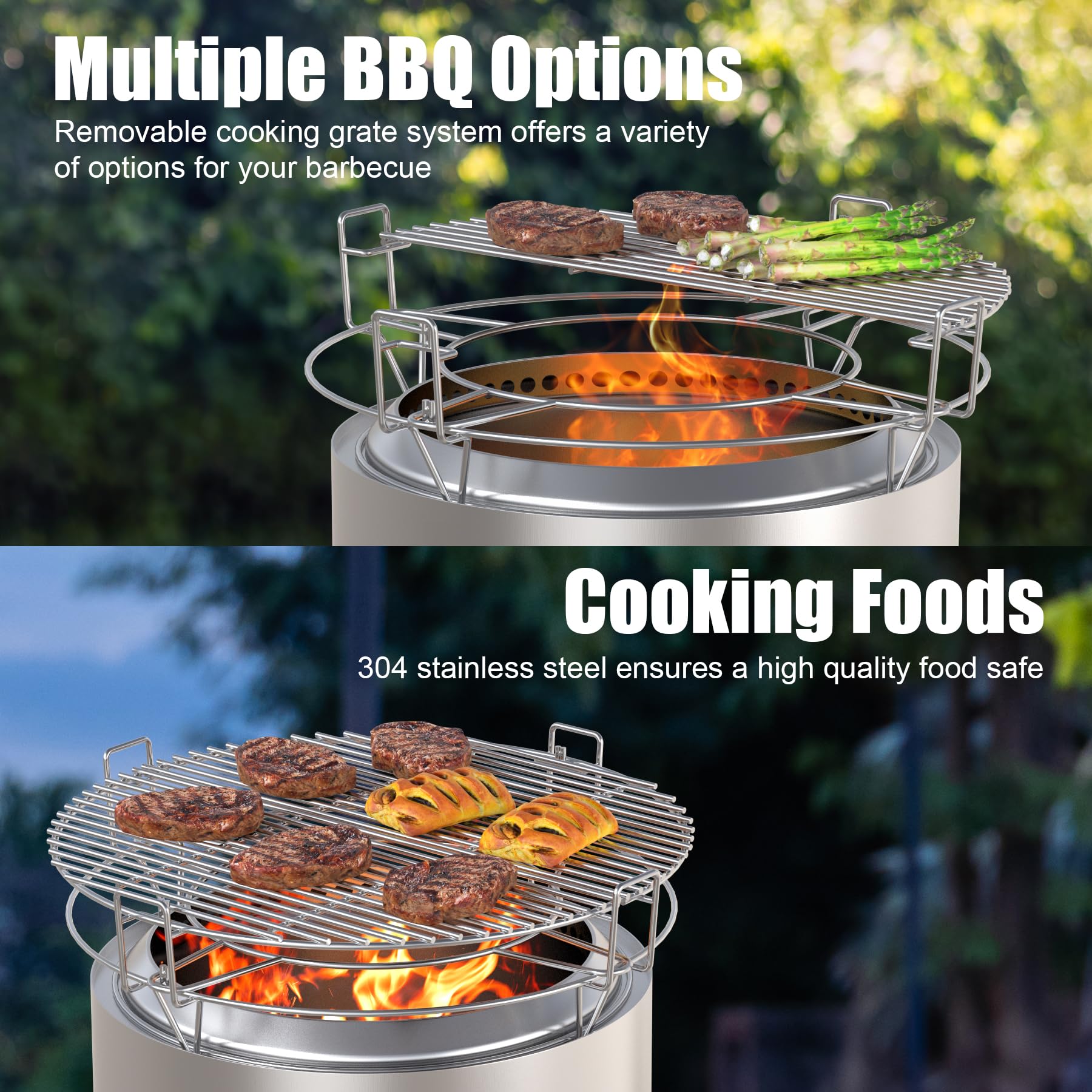 22" Cooking Grate System for Solo Stove Bonfire, Fire Pit Cooking Grate for Solo Stove Bonfire Fire Pit and Other 19" Outdoor Firepits, BBQ Gourmet Sear System for Outdoor Camp Fire
