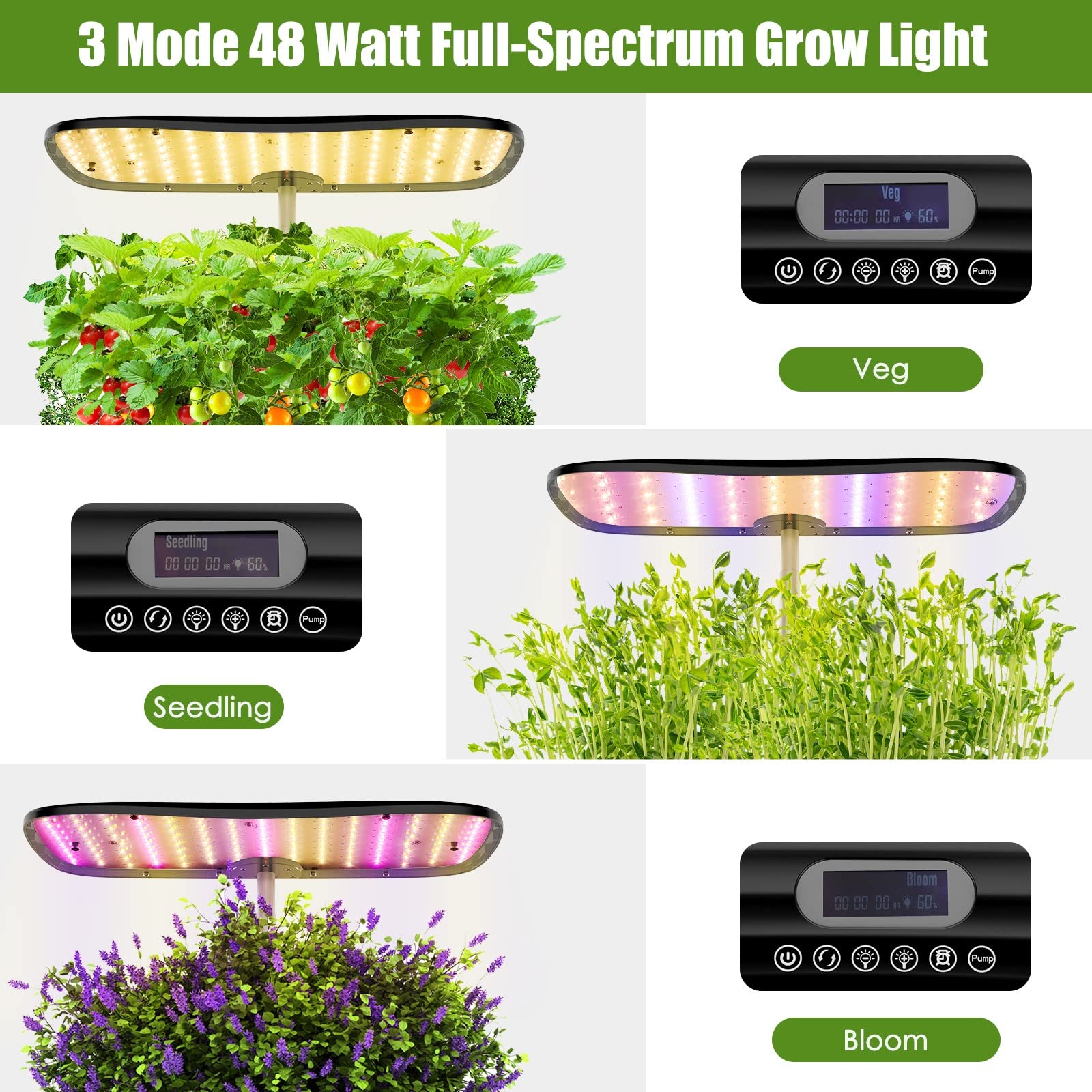 Large Tank Hydroponics Growing System 12 Pods, Herb Garden Kit Indoor with Grow Lights, Plants Germination Kit with Quiet Water Pump, Auto Timer, Height Adjustable to 20", Gardening Gifts Home Decor