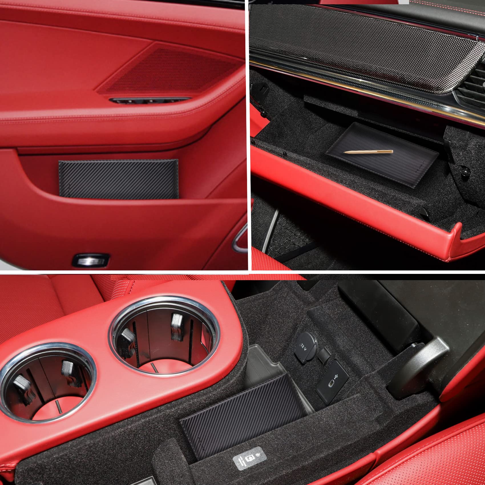 TOURSUIT Car Registration and Insurance Card Holder, Vehicle License Document Glove Box Compartment Organizer, Interior Car Accessories for Women Men Teens (Carbon Fiber Black)