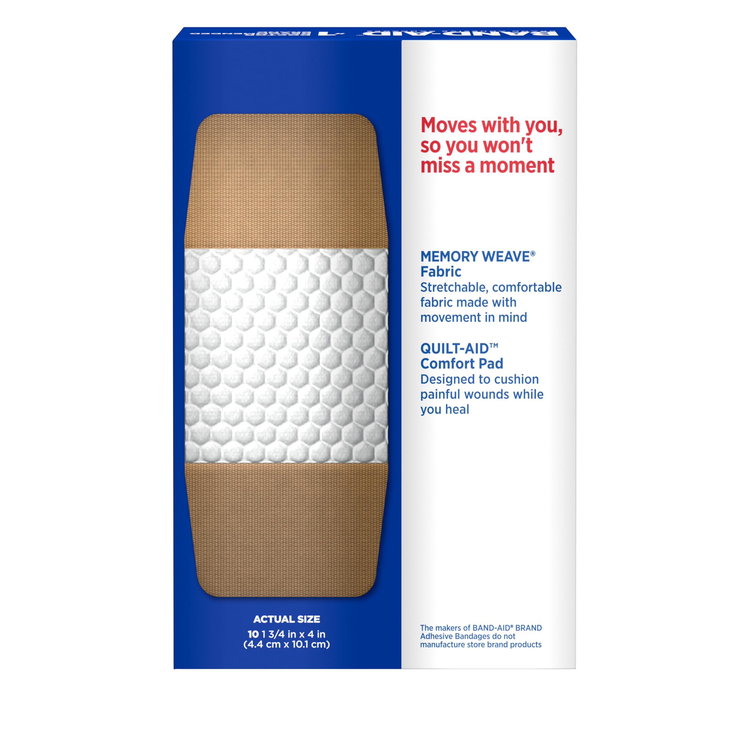 Johnson & Johnson Band-Aid Extra Large Flexible Fabric Adhesive Bandages, 10 Count