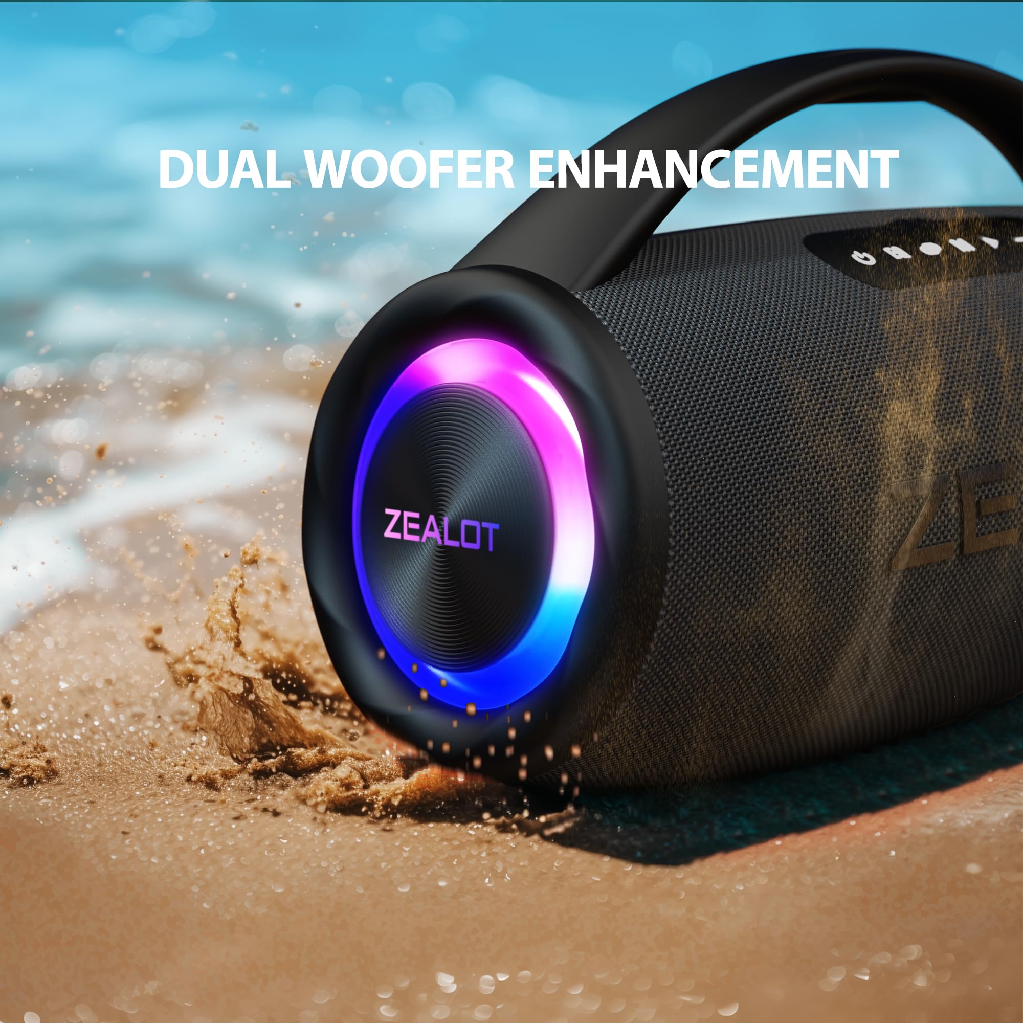 ZEALOT Bluetooth Speaker, 90W Portable Speaker Loud with Booming Bass, DSP, IP67 Waterproof Outdoor Speaker, Wireless, PowerBank, Bluetooth 5.2, Large Bluetooth Speaker for Camping, Beach, Gift