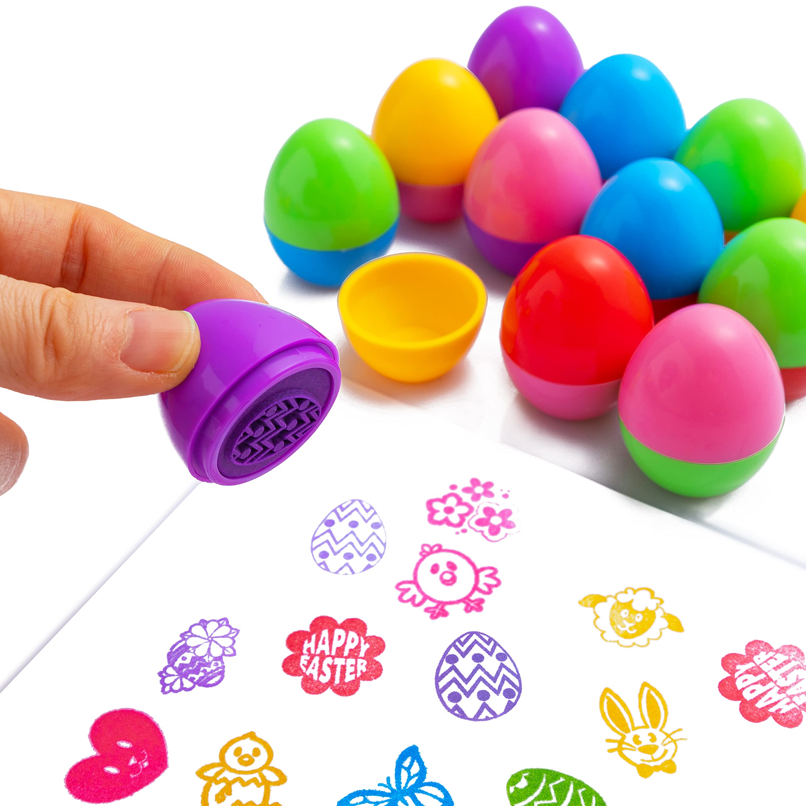 JOYIN 24 Pcs Easter Egg Stampers Toys for Easter Eggs Hunt Game, Basket Stuffers Fillers, Kids Gifts, Party Favor, Self Inking Stamp for Classroom Prize Supplies