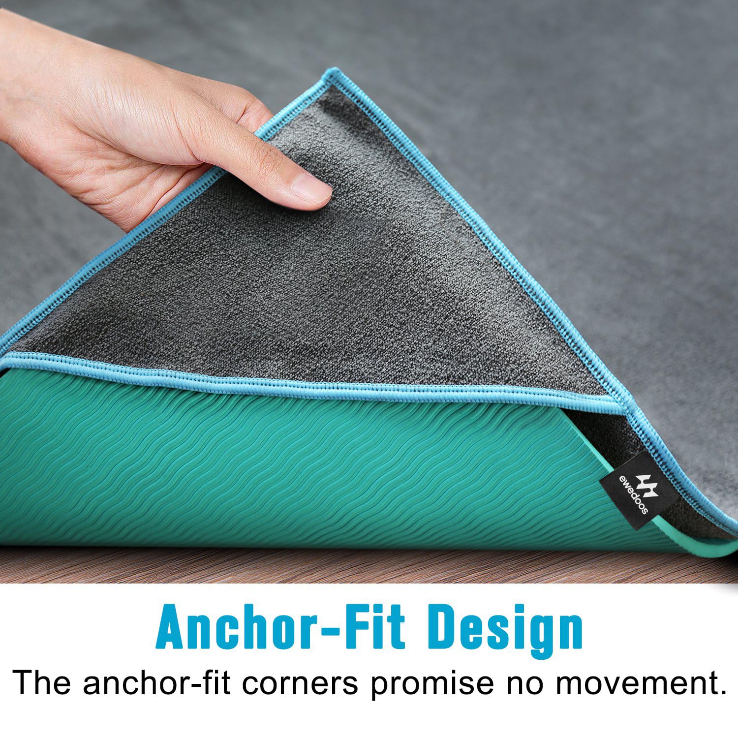 Ewedoos Yoga Towel Yoga Mat Towel with Anchor Fit Corners Non Slip Yoga Towels Hot Yoga Towel Yoga Pilates Workout Camping