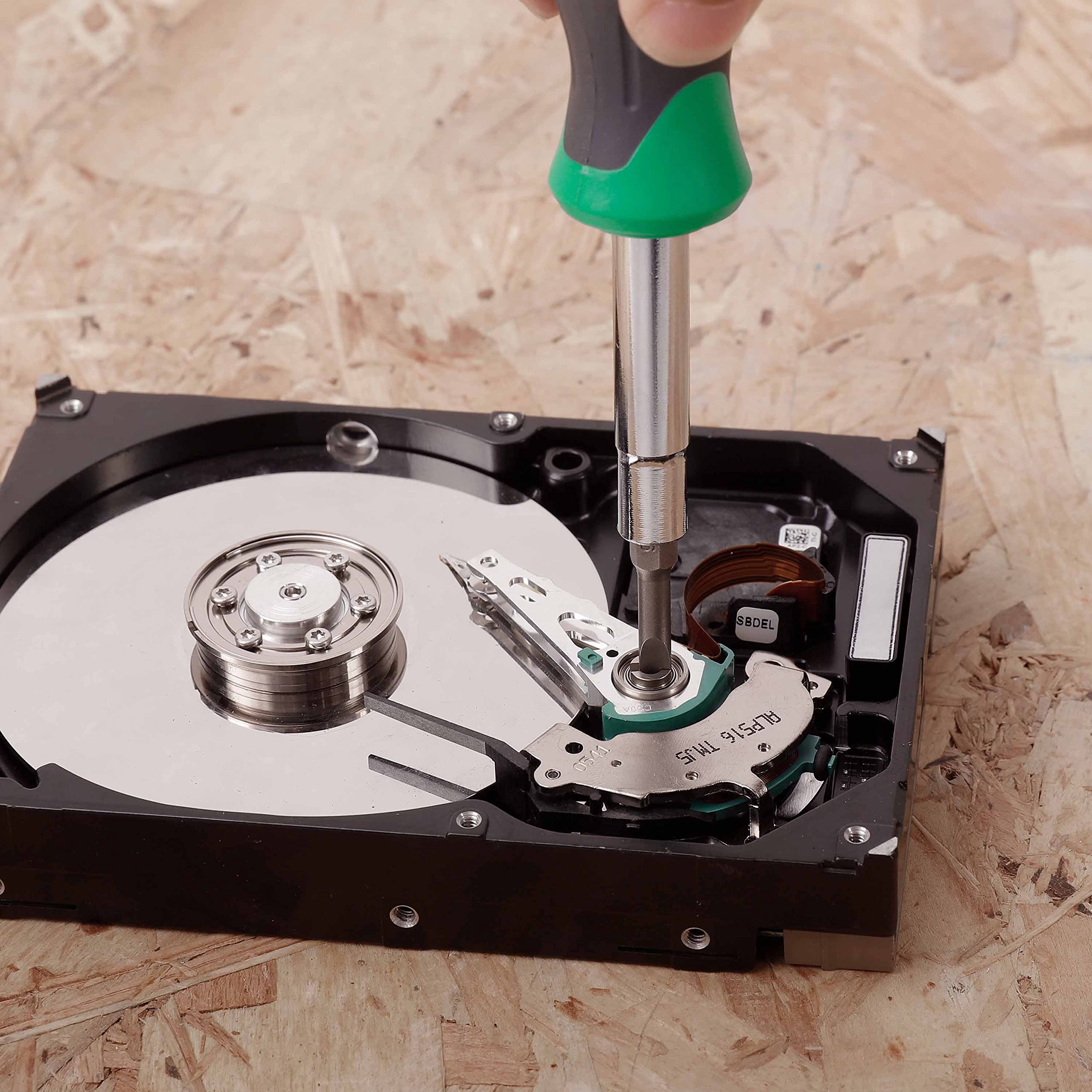 Amazon Basics 6 In 1 Multi-Bit Screwdriver/Nut Driver, Multicolor(Silver, Northern Glow Green, Grey)(Previously Denali brand)