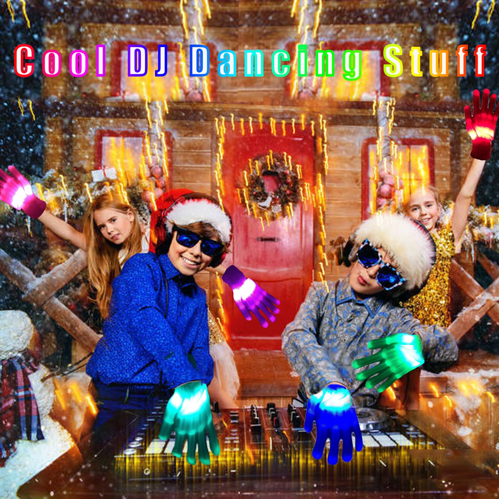 COTRUERE 12 Color Led Light up Gloves Cool Finger Flashing Toys Gifts for Halloween Christmas Easter Birthday Parties(1 pair)