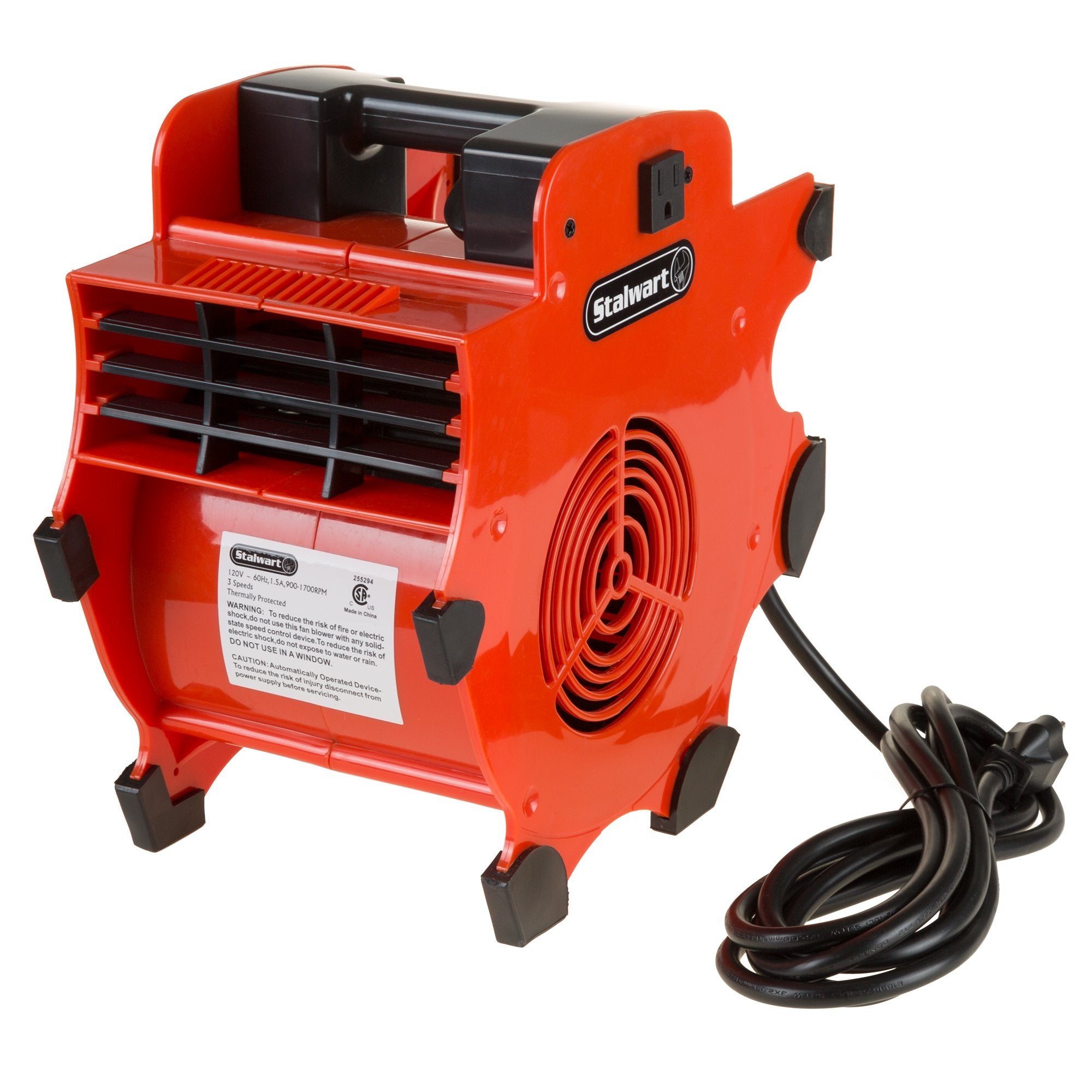 Blower Fan - 3-Speed Heavy-Duty Floor and Carpet Dryer - 1600 watts -Portable Air Mover with 4 Different Angles for Basements, Cars or Garages by Stalwart (Red)
