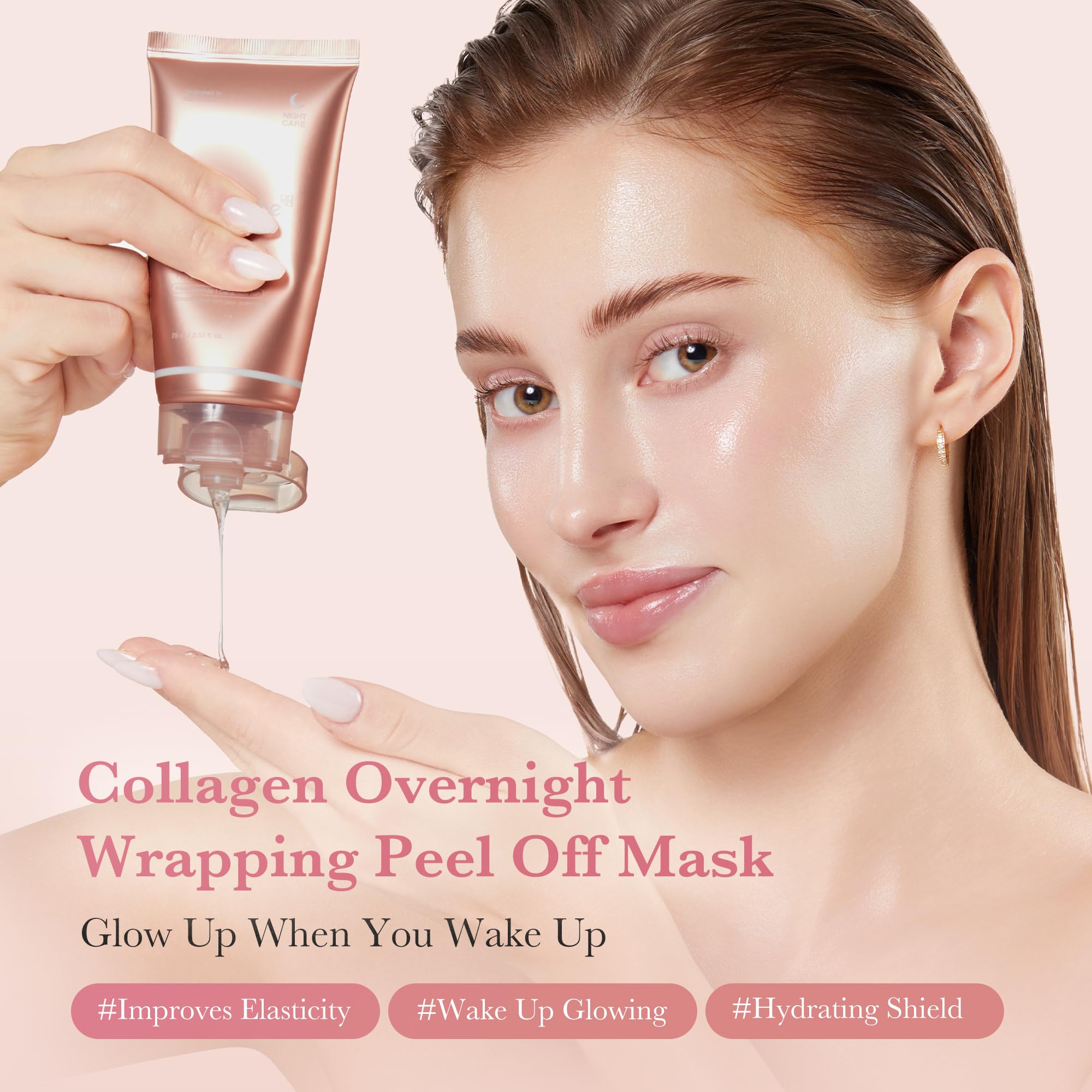 medicube Viral Collagen Glow Boost Duo: Collagen Overnight Wrapping Peel Off Facial Mask Pack and Triple Collagen Cream for Hydrating and Firmer - Looking Skin