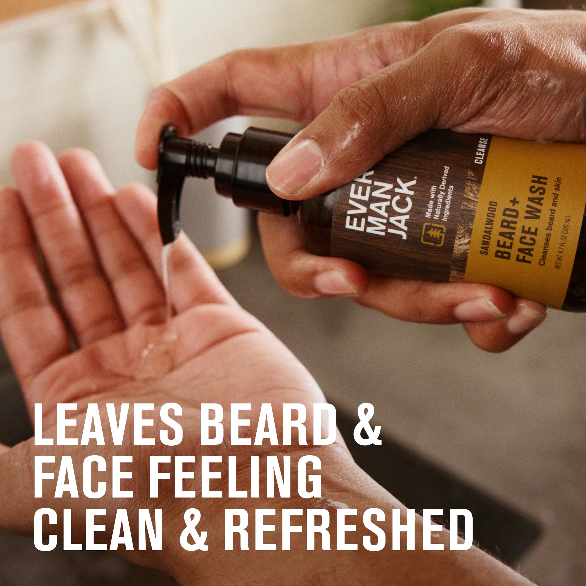Every Man Jack Sandalwood Beard Wash - Cleanse, Soften, and Hydrate for a Healthier Beard - Made w/Naturally Derived Ingredients like Aloe Vera and Coconut - 6.7 oz - 2 Pack