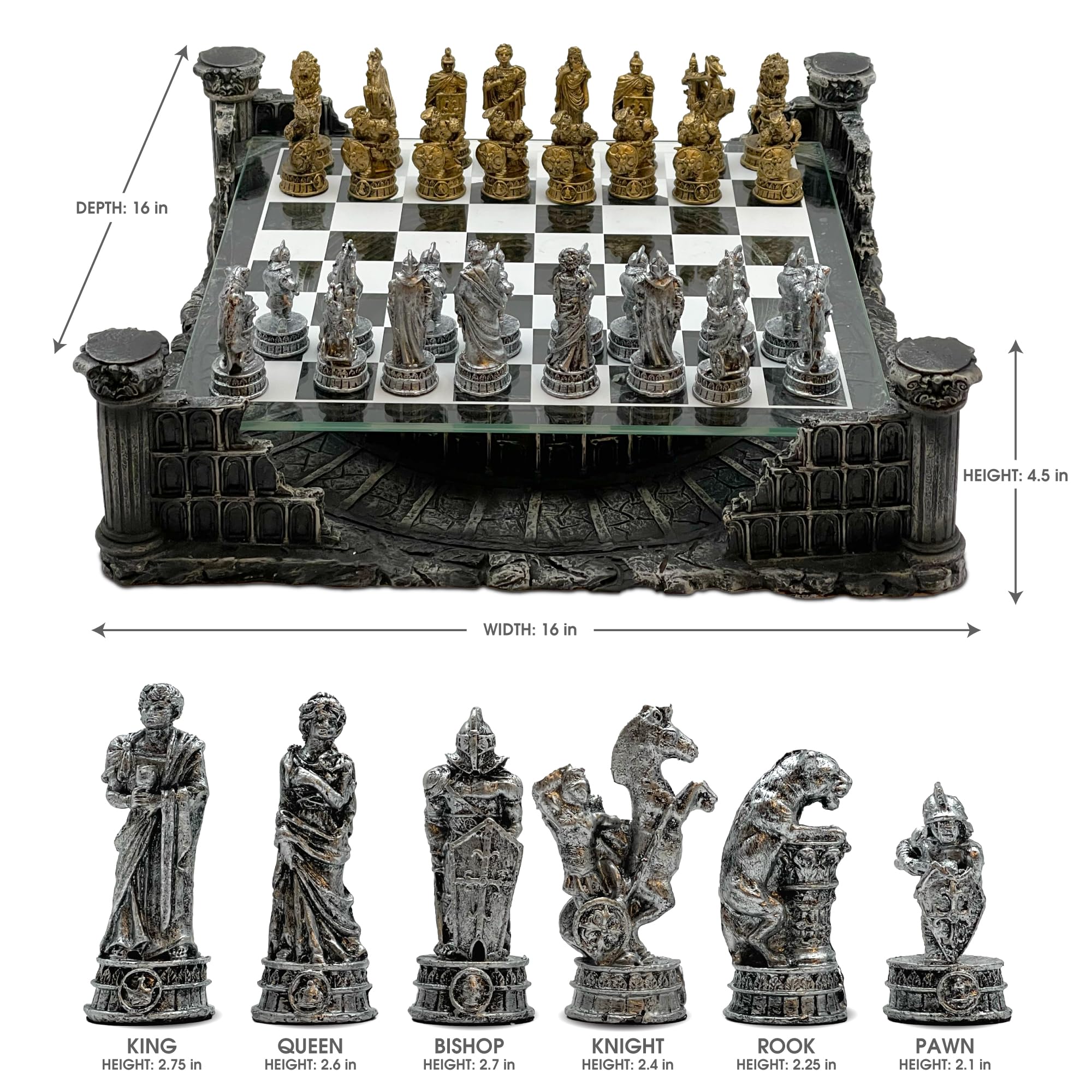 CHH Roman Gladiators 3D Chess Set Games