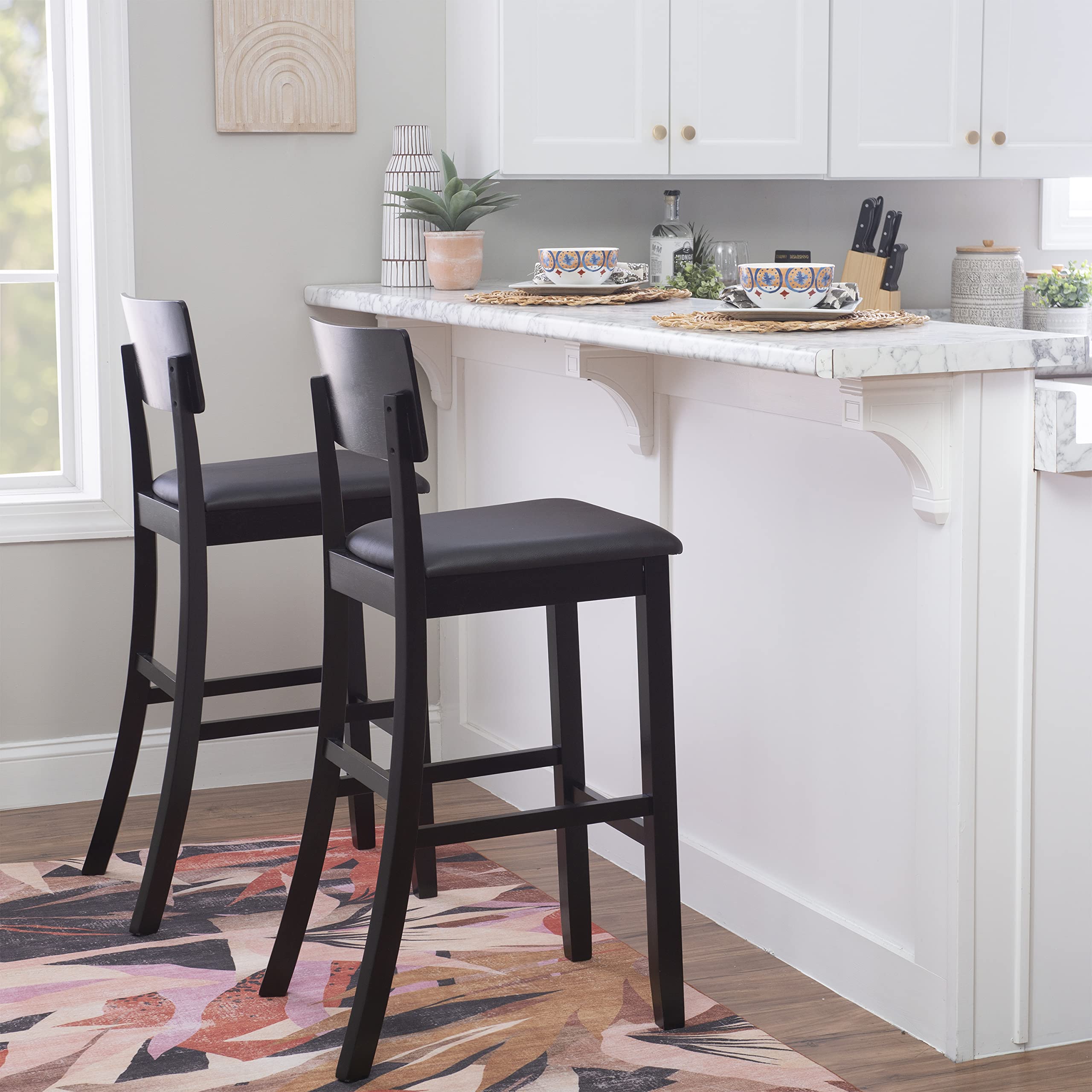 Linon Home Dcor FBA_ Torino Collection Contemporary Bar Stool, 17"W x 20"D x 43"H, Black