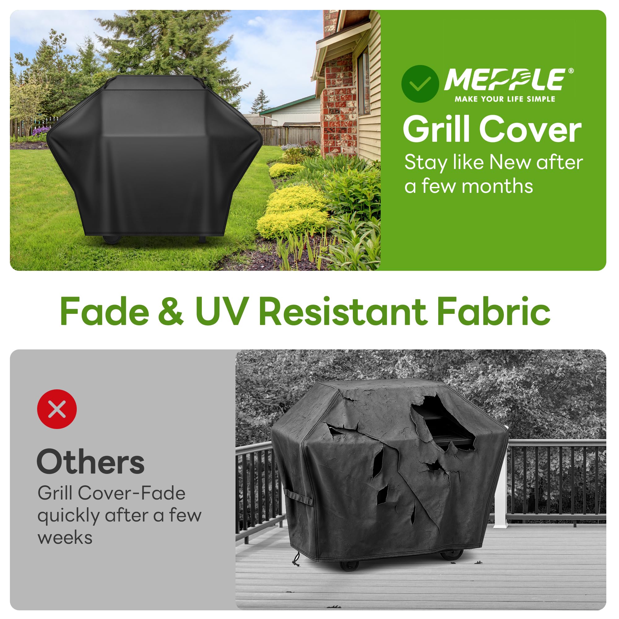 Mepple Grill Cover 60 Inch for Outdoor Gas BBQ Grill,Waterproof Fade Resistant Anti-UV Barbecue Grill Cover & Weather Protection BBQ Cover for Griddle Outdoor,Compatible with Weber Nexgrill Char-broil