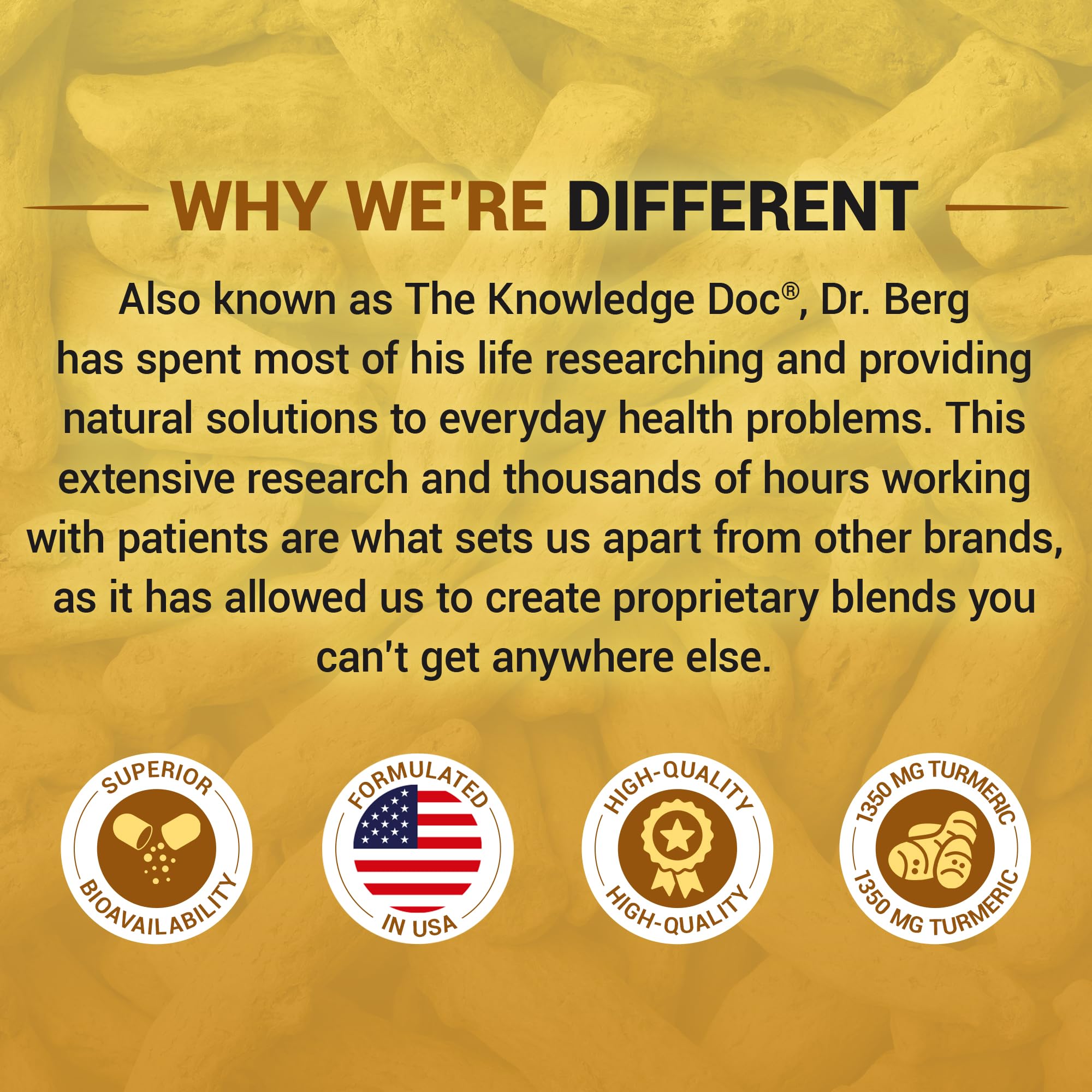 Dr. Berg (Only 2 Per Day) Turmeric Supplement with Black Pepper (BioPerine) - 1350 mg Turmeric Curcumin Supplement with 95% Curcuminoids – Turmeric Curcumin with Black Pepper – 60 Turmeric Capsules