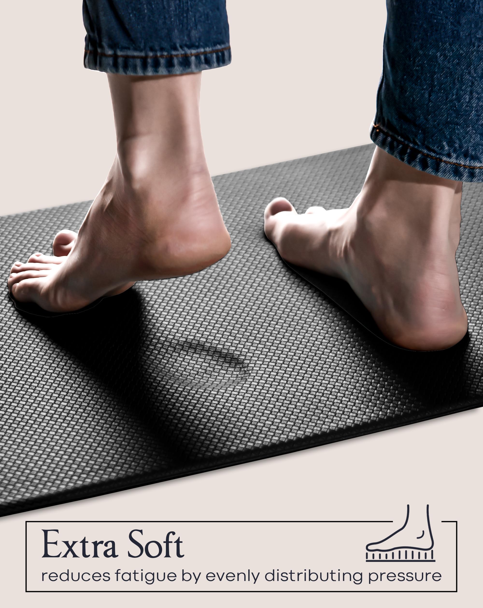 Anti-Fatigue Kitchen Mat Set – 2-Piece Memory Foam Cushioned Mats for Standing – Black, 18×30 & 18×60, 0.4 in Thick, Waterproof, Non-Slip – Homergy