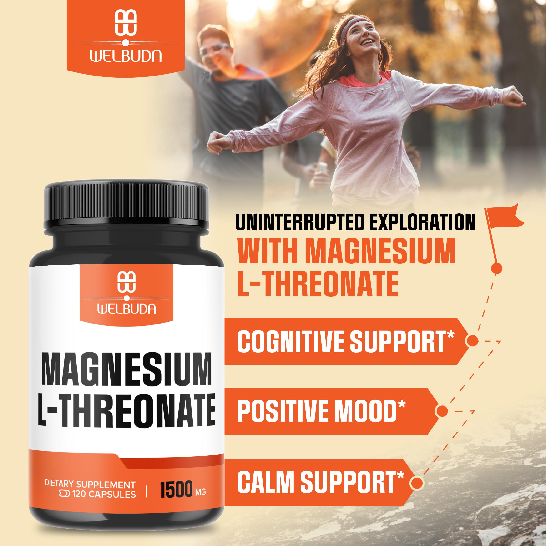 12% Purified Magnesium L-Threonate Capsules - 1500 Mg - 120 Capsules - Providing 180mg Elemental Magnesium L-Threonate