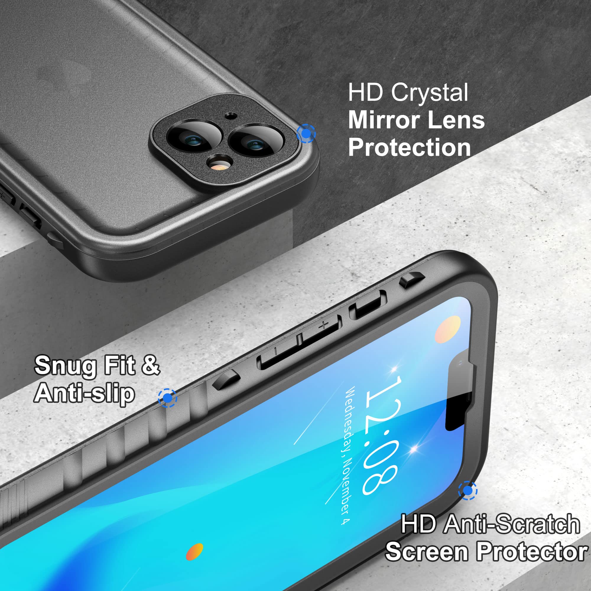 SPORTLINK Waterproof Case for iPhone 13, Shockproof Dustproof 13 Phone Case with Built-in Clear Screen Protector, Full Body Heavy Duty Sealed Protective Cover for iPhone 13 6.1 Inch