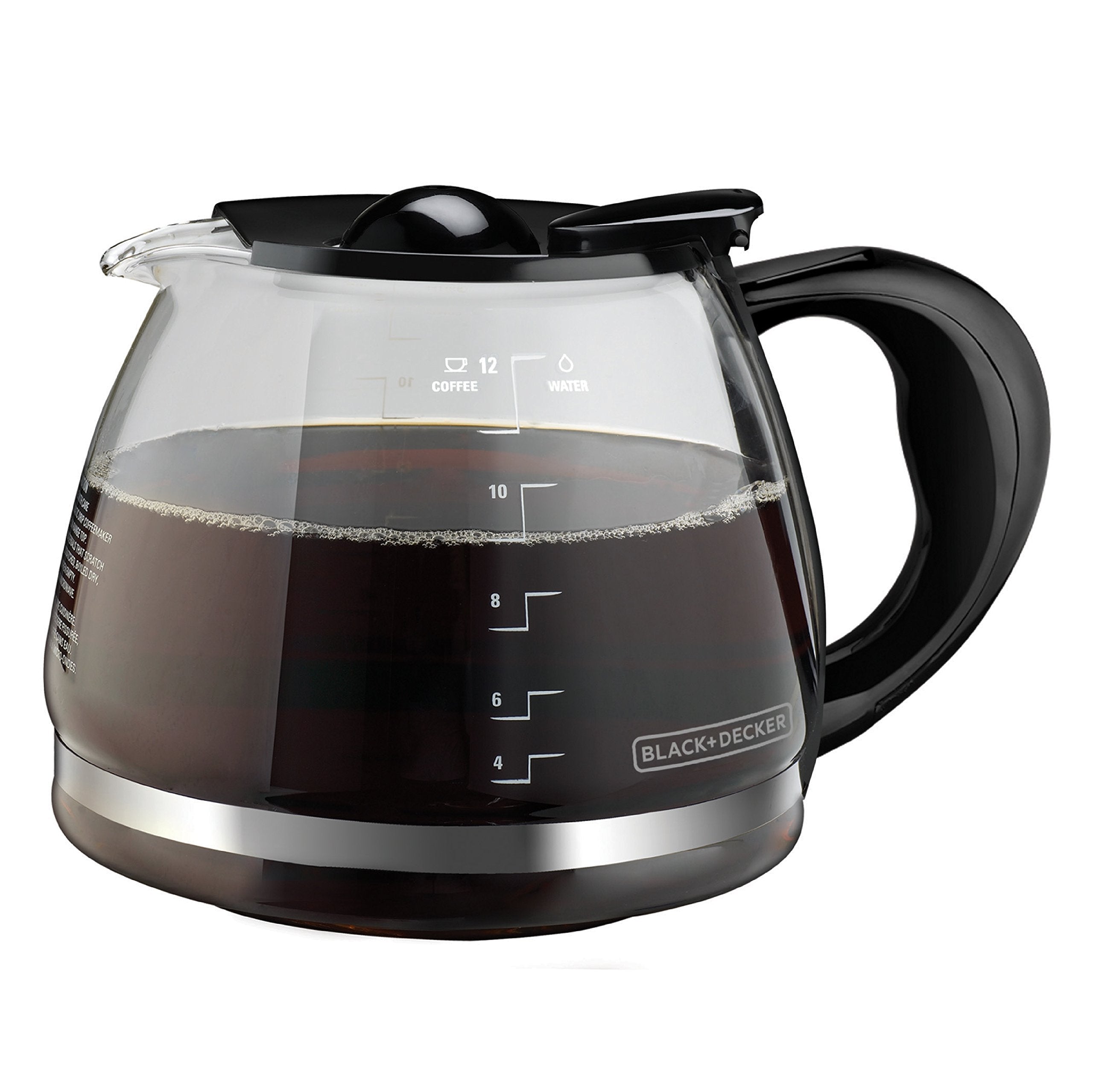 BLACK+DECKER 12-Cup Replacement Carafe, GC3100B, Duralife Glass, Dishwasher-Safe, 2 Extra Lids