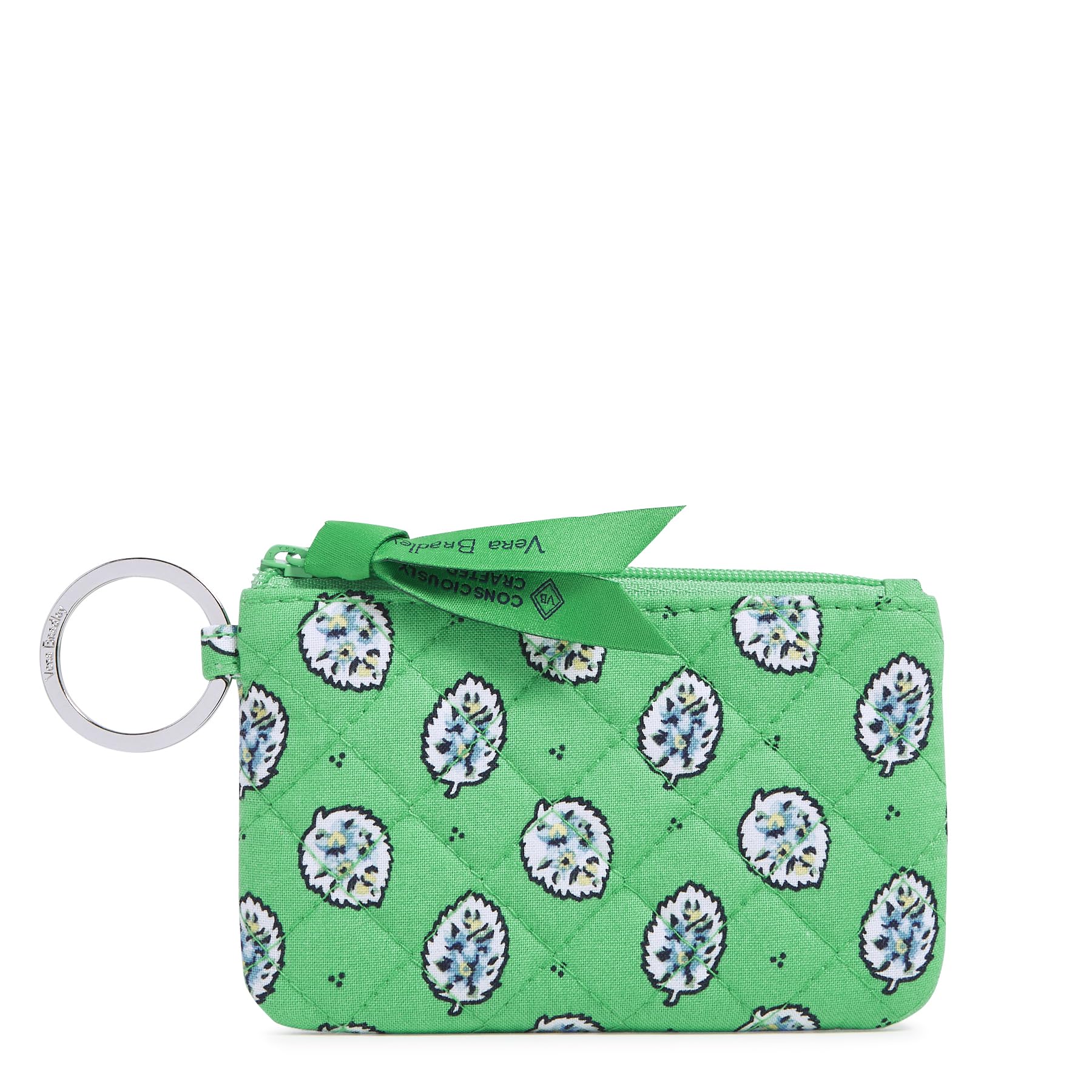 Vera Bradley Cotton Zip Id Case Wallet, Garden Green Leaf
