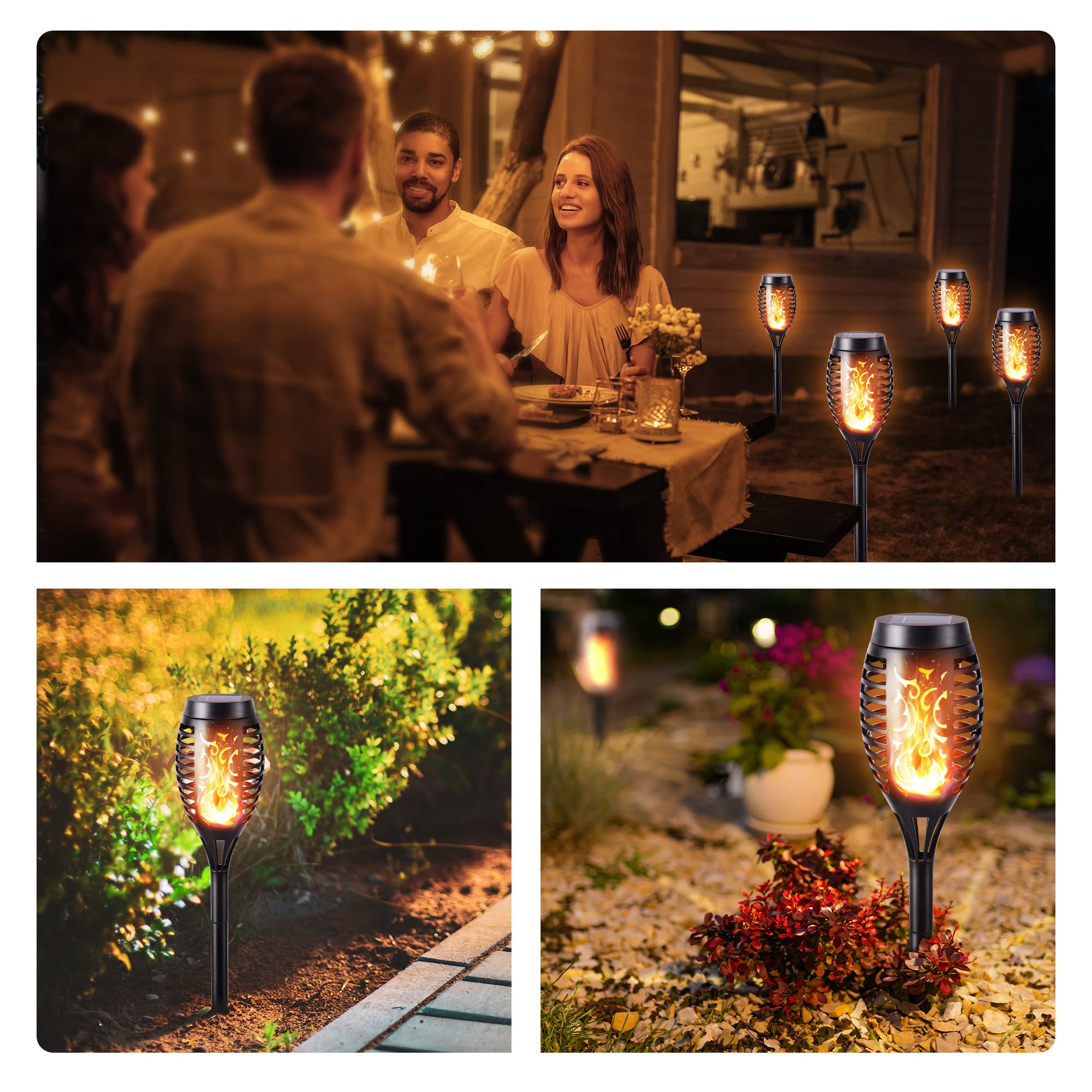 Toodour Solar Torch Flame Lights, 12 Pack Solar Lights Outdoor with Flickering Flame, Waterproof Solar Pathway Lights Landscape Decoration Lighting for Garden, Lawn, Yard, Outdoor Decorations
