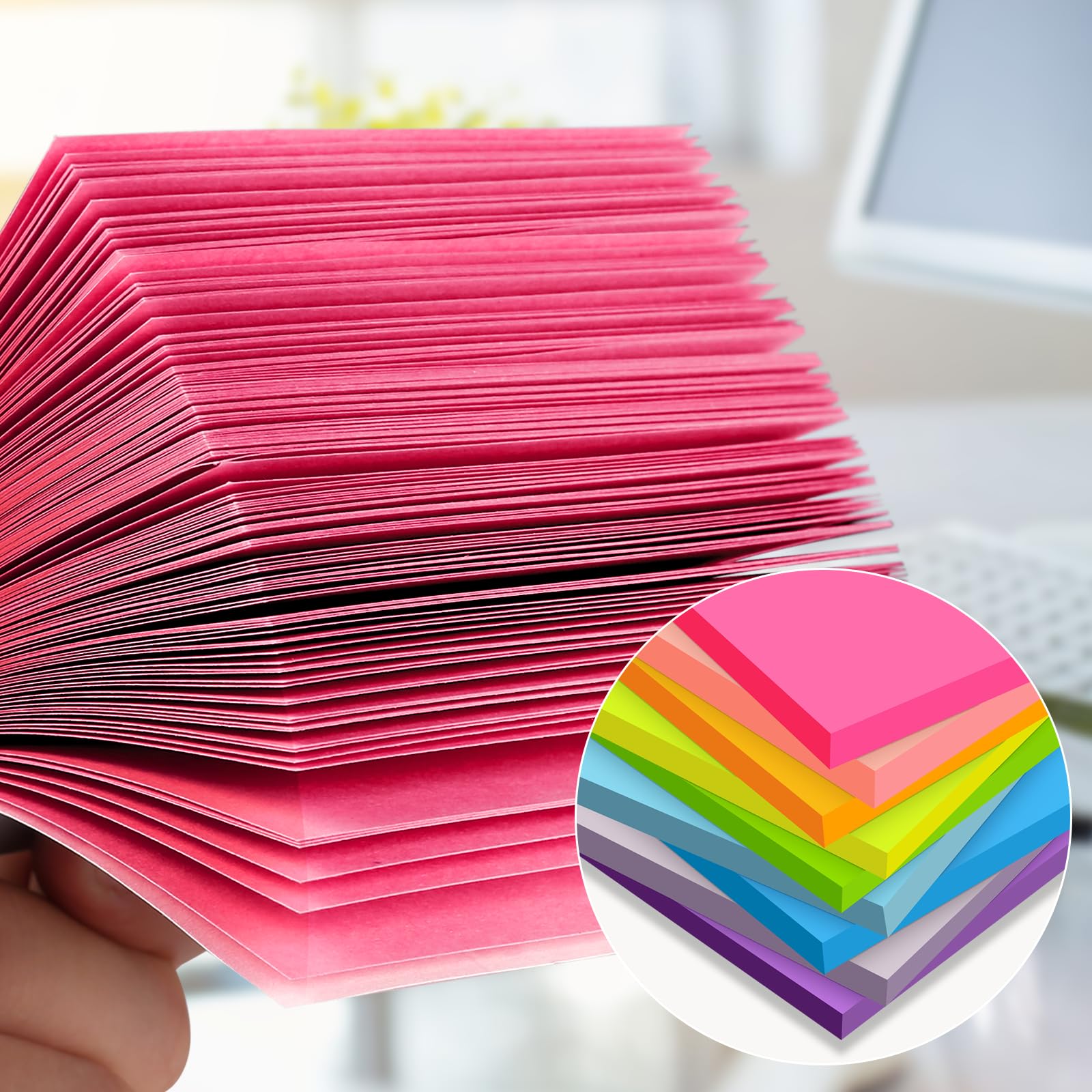 (18 Pack) Sticky Notes 3x3, Self-Stick Pads Bright Colors Sticky Note, Recyclable, Easy to Post for Home, Office, Notebook