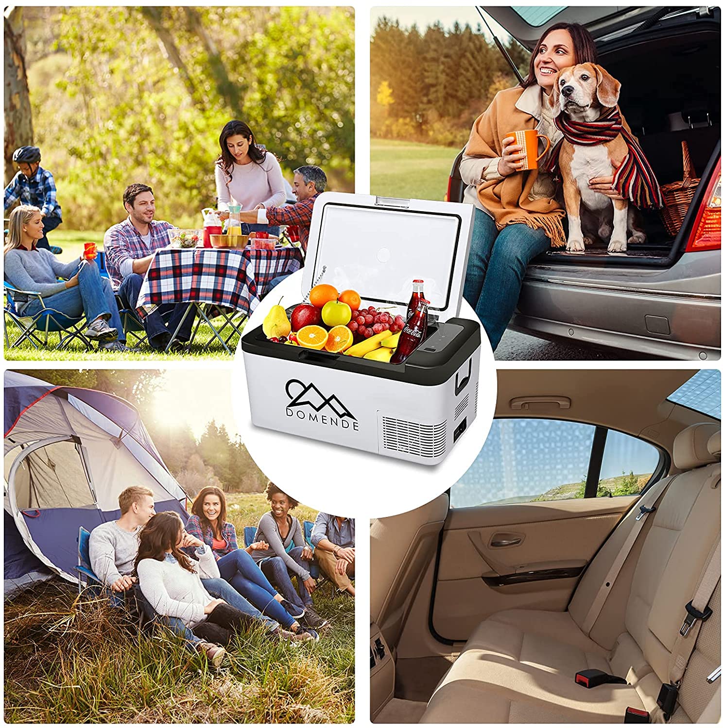 Domende 12 volt Refrigerator Portable Freezer Fridge Electric Cooler (-4℉-68℉) with 12/24V DC & 110V AC Cord for Car, RV, Truck, Van, Boat for Camping, Travel, Fishing Outdoor…