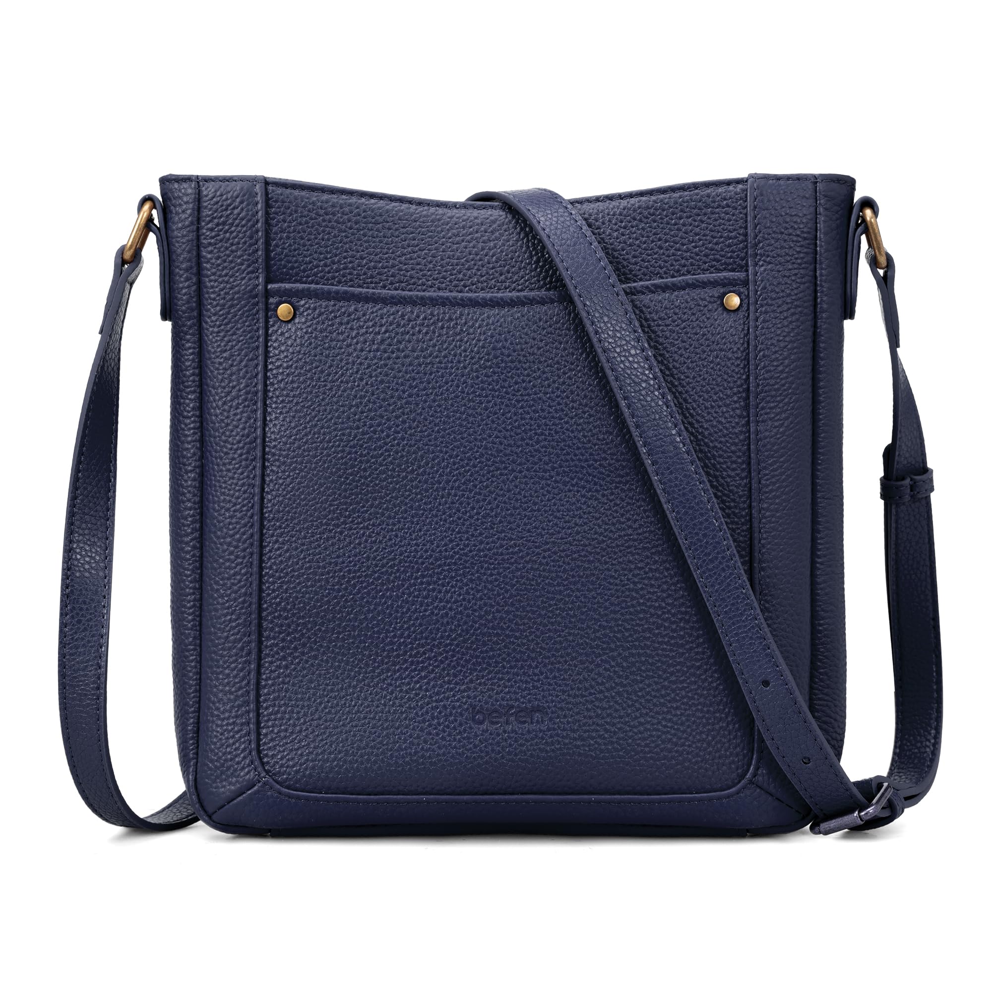 befen Genuine Leather Small Crossbody Bags for Women, Ladies Leather Purses Shoulder Bag Handbags with RFID Card Slots for Daily & Travel Navy Blue