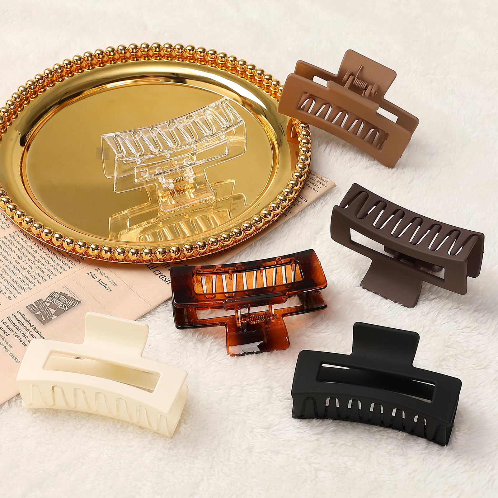 Sisiaipu Hair Clip, 3.5 Inch Medium Hair Claw Clips 6 Pack for Women and Girls - Amber Hair Accessories